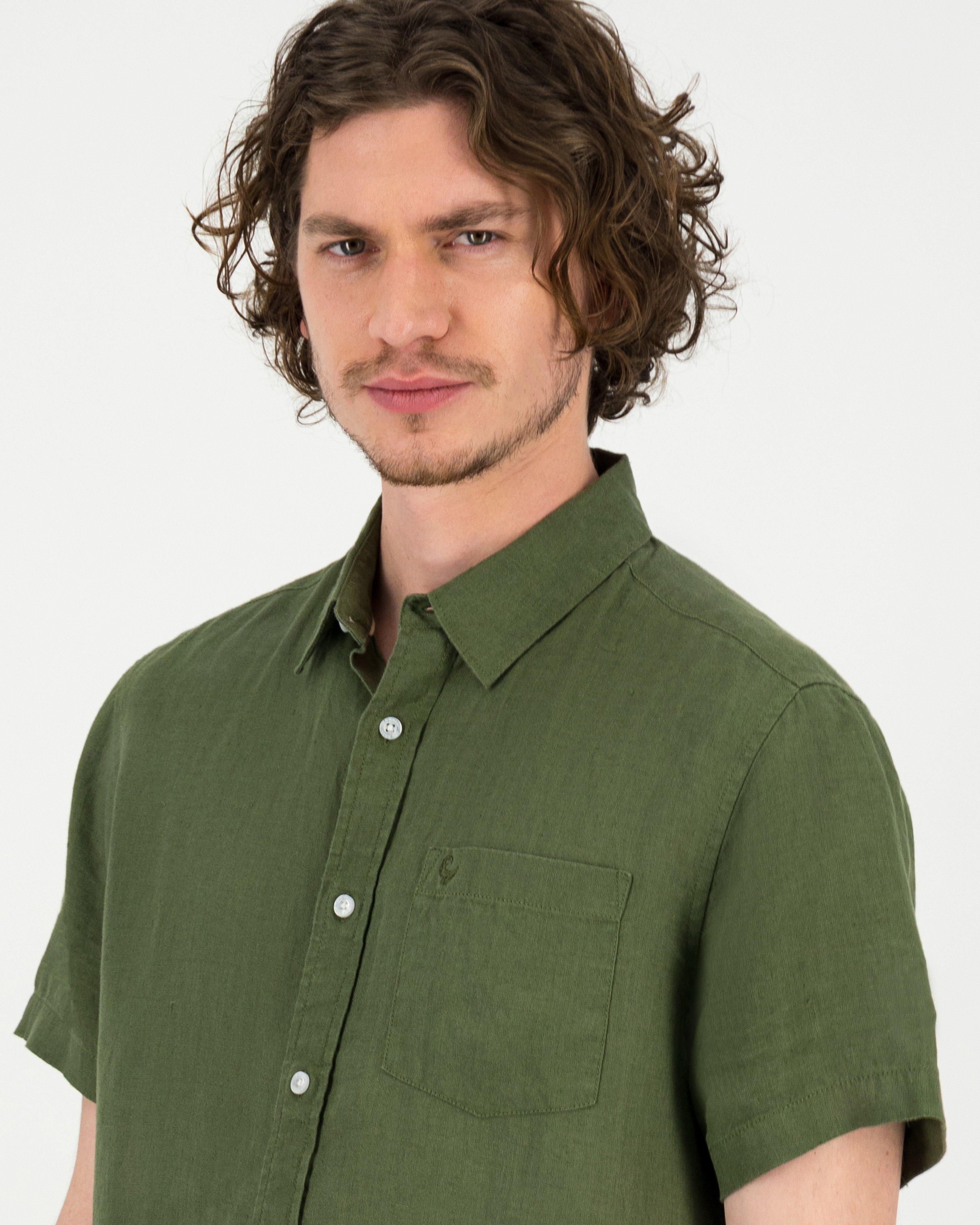 Men's Lex Regular Fit Linen Shirt -  Olive