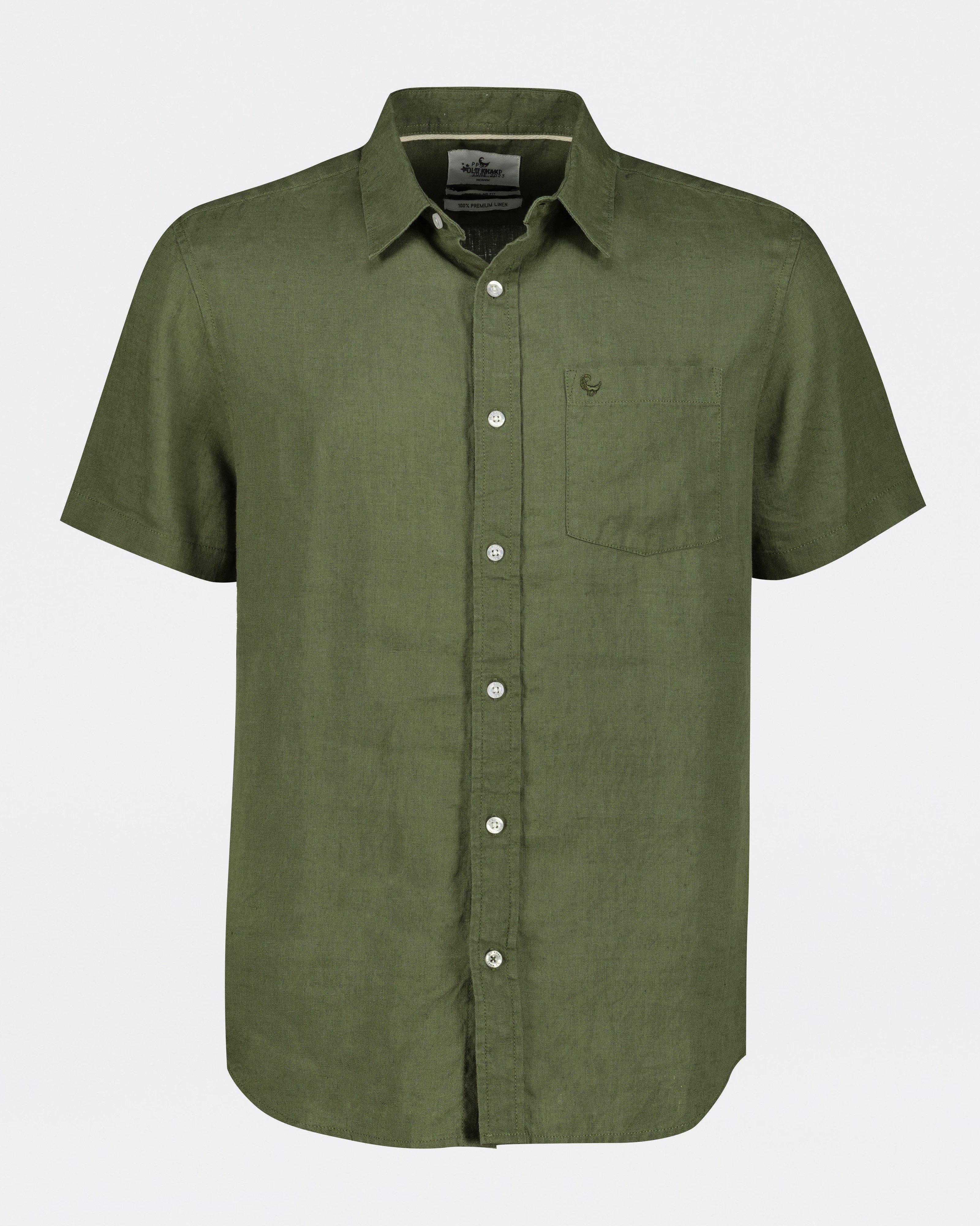 Men's Lex Regular Fit Linen Shirt -  Olive