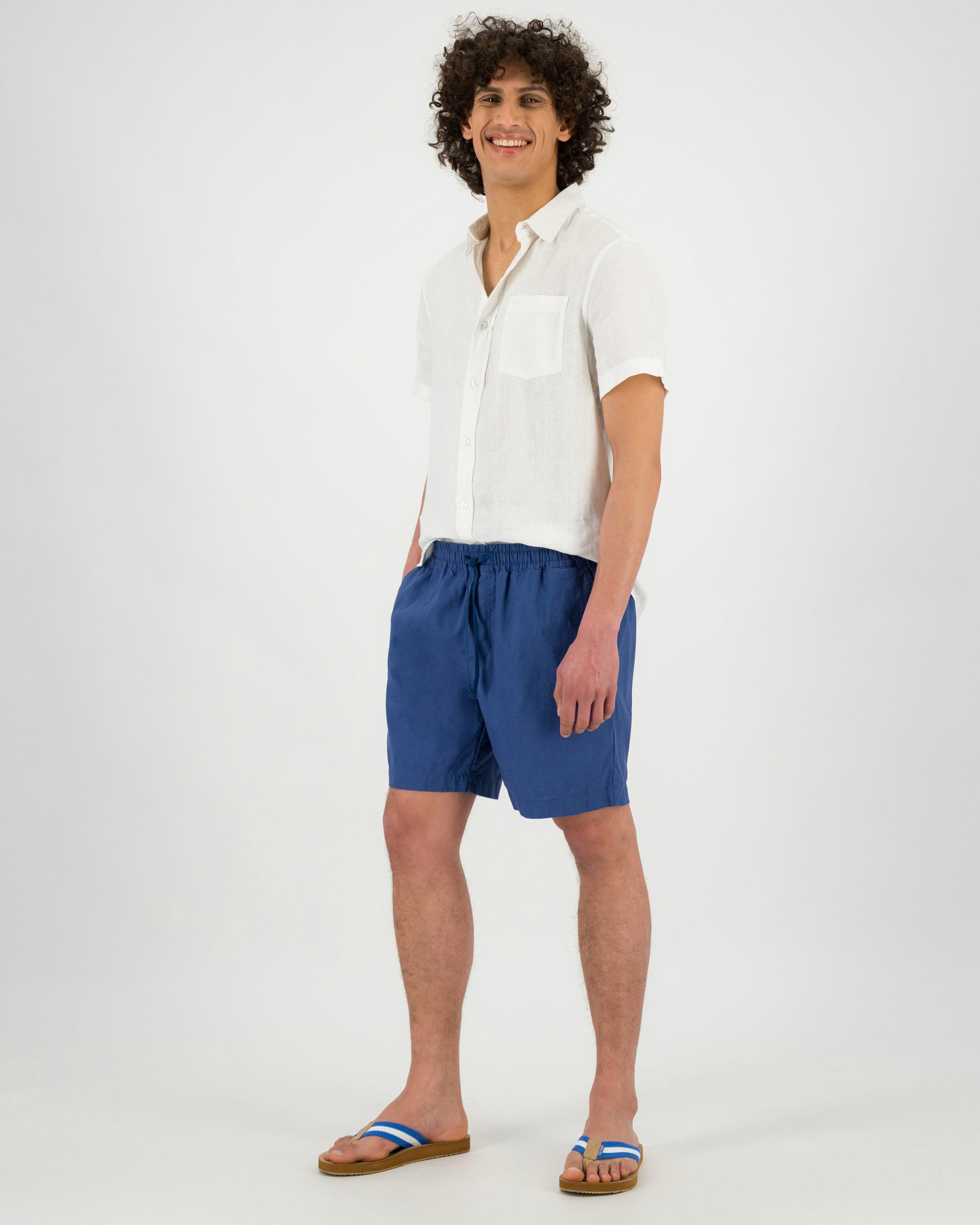 Men's Hux Linen Pull-On Shorts -  Airforce