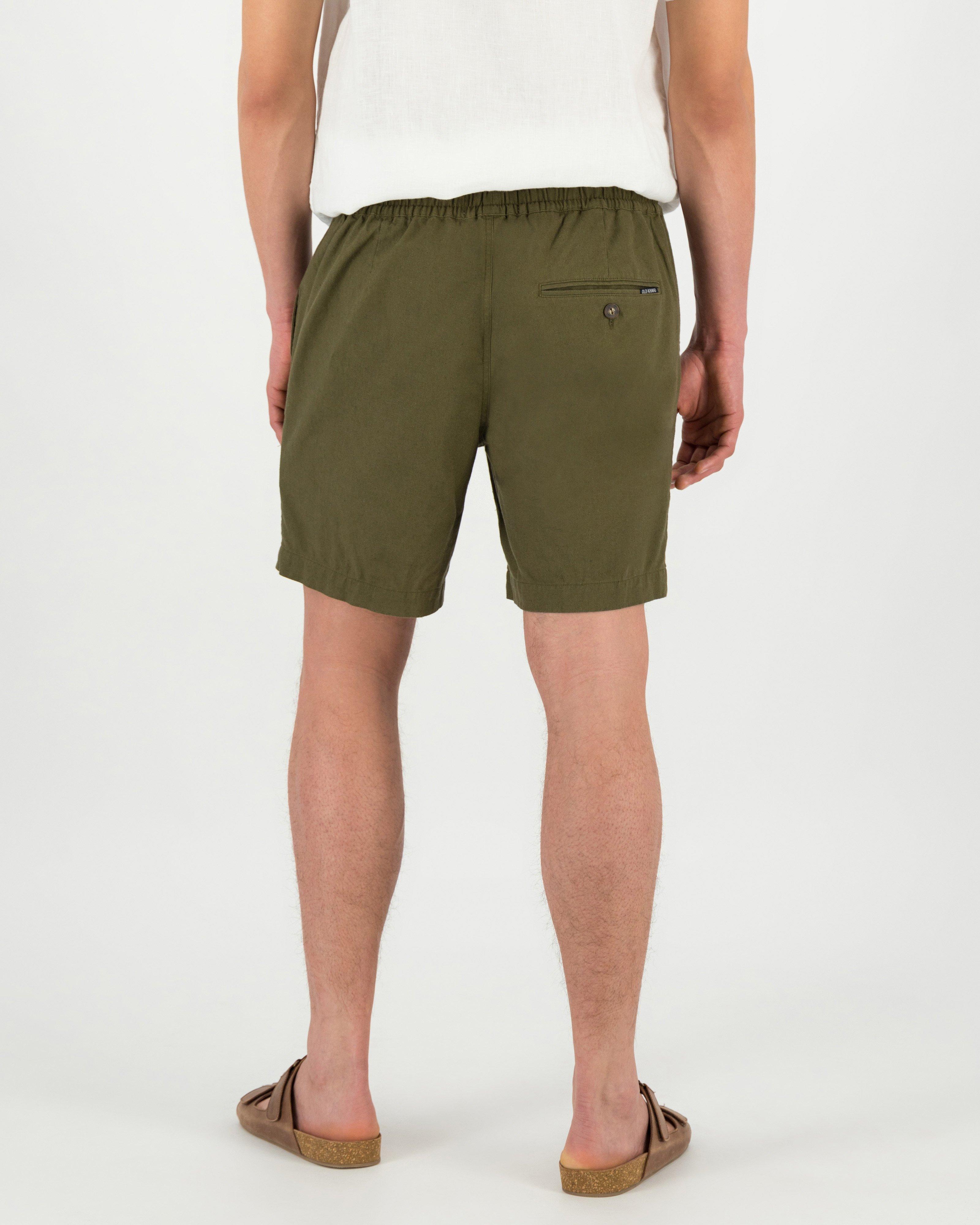 Men's Hux Linen Pull-On Shorts -  Olive