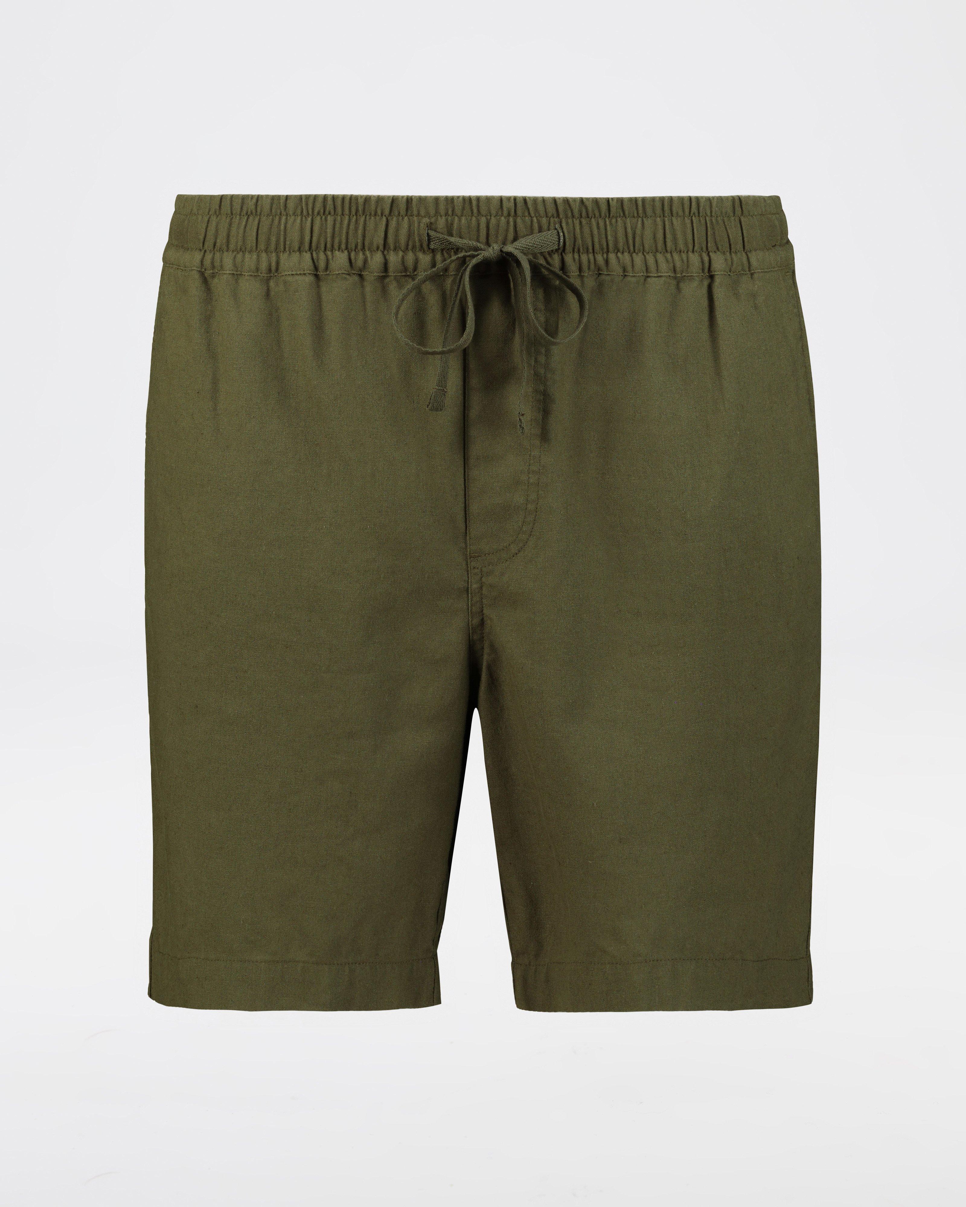 Men's Hux Linen Pull-On Shorts -  Olive