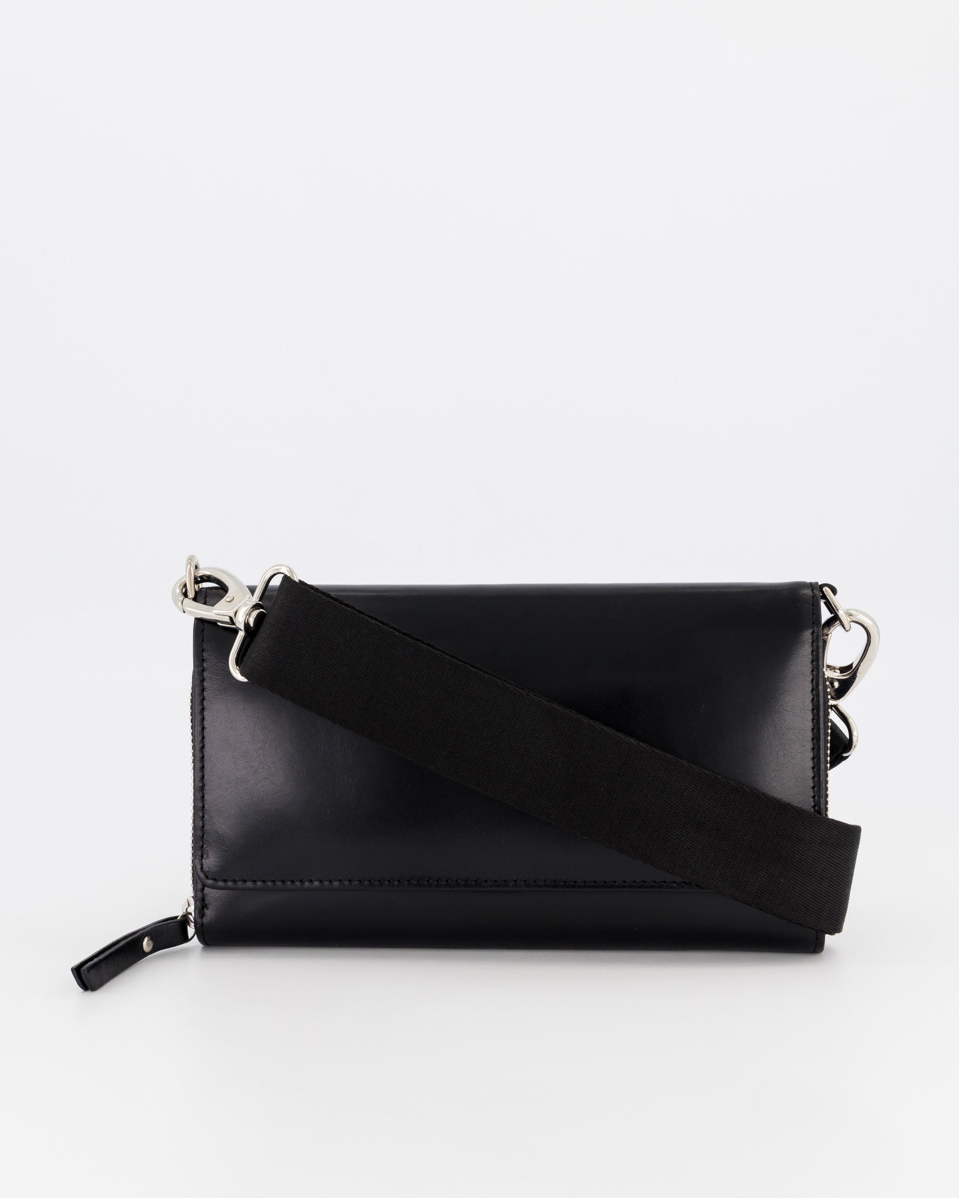 Emma Multi-Functional Crossbody Leather Bag -  Black