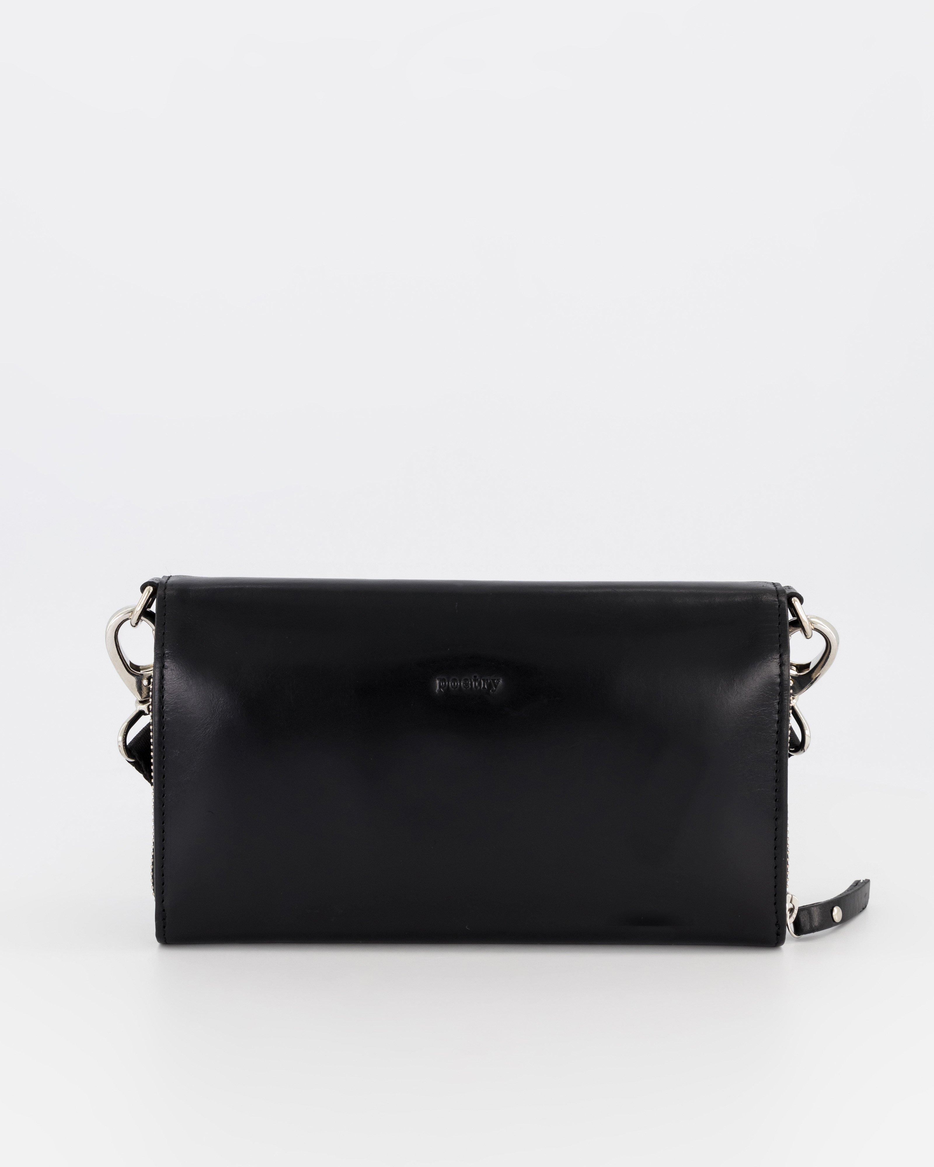 Emma Multi-Functional Crossbody Leather Bag -  Black