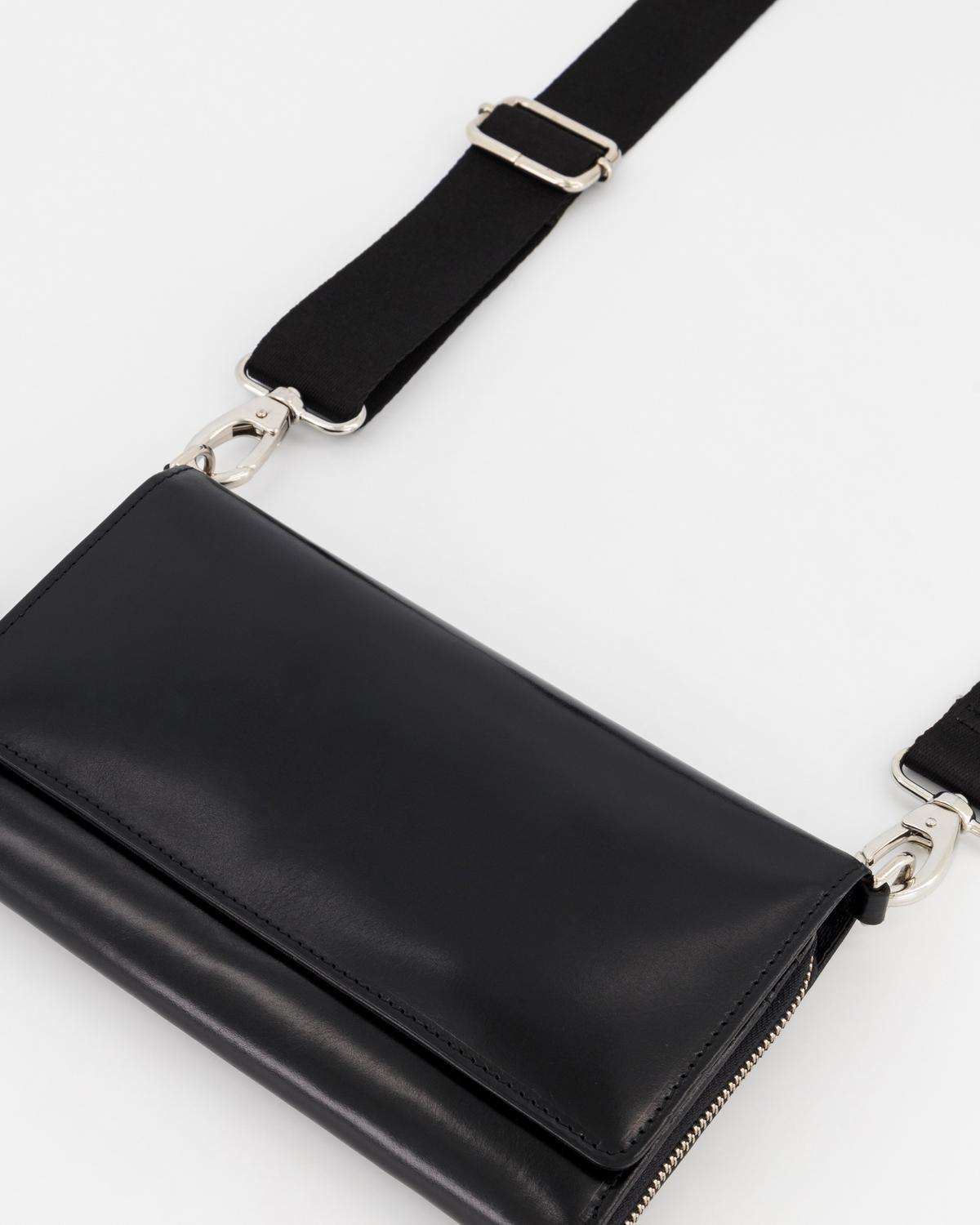 Emma Multi-Functional Crossbody Leather Bag -  Black