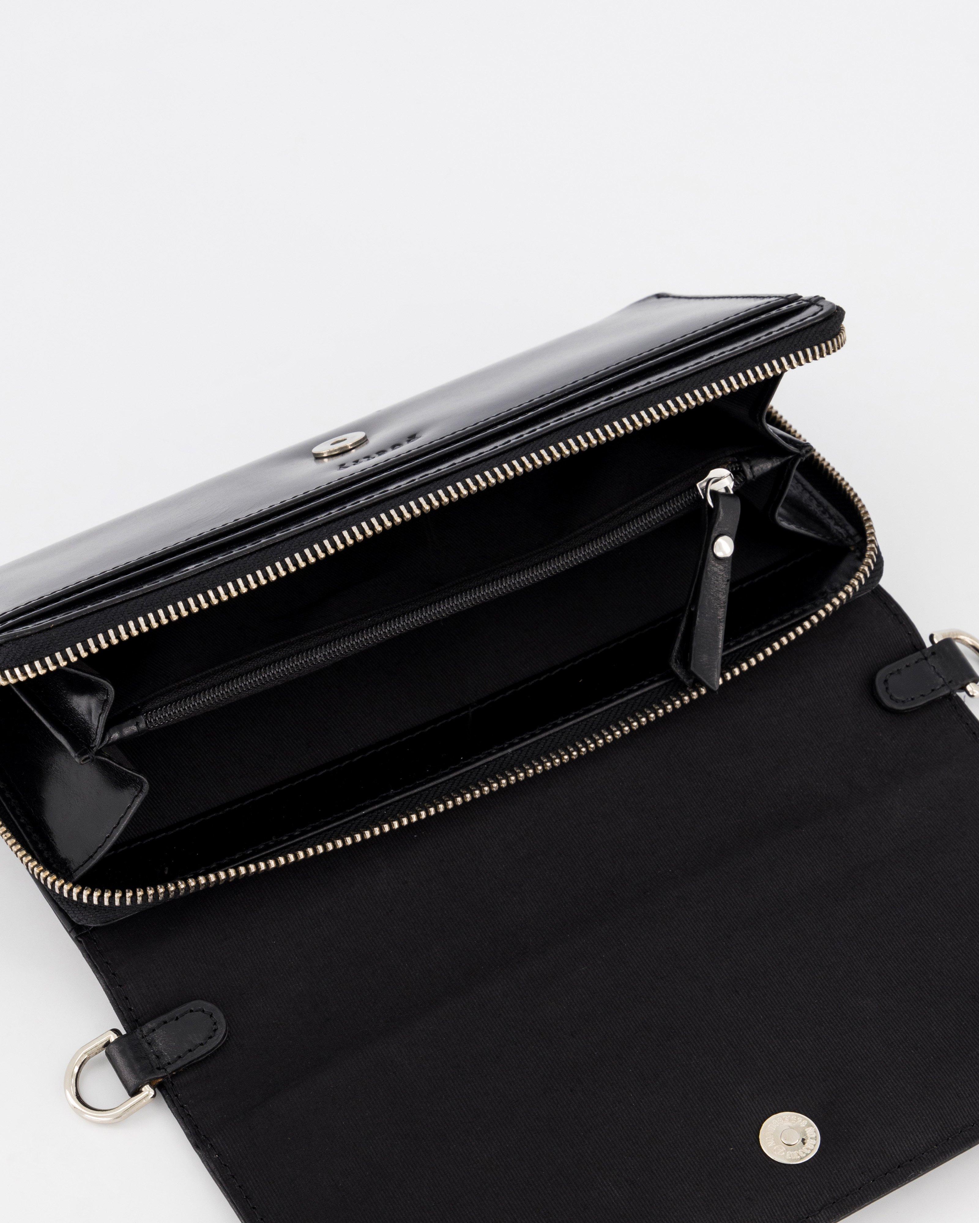 Emma Charcoal Leather Crossbody Bag