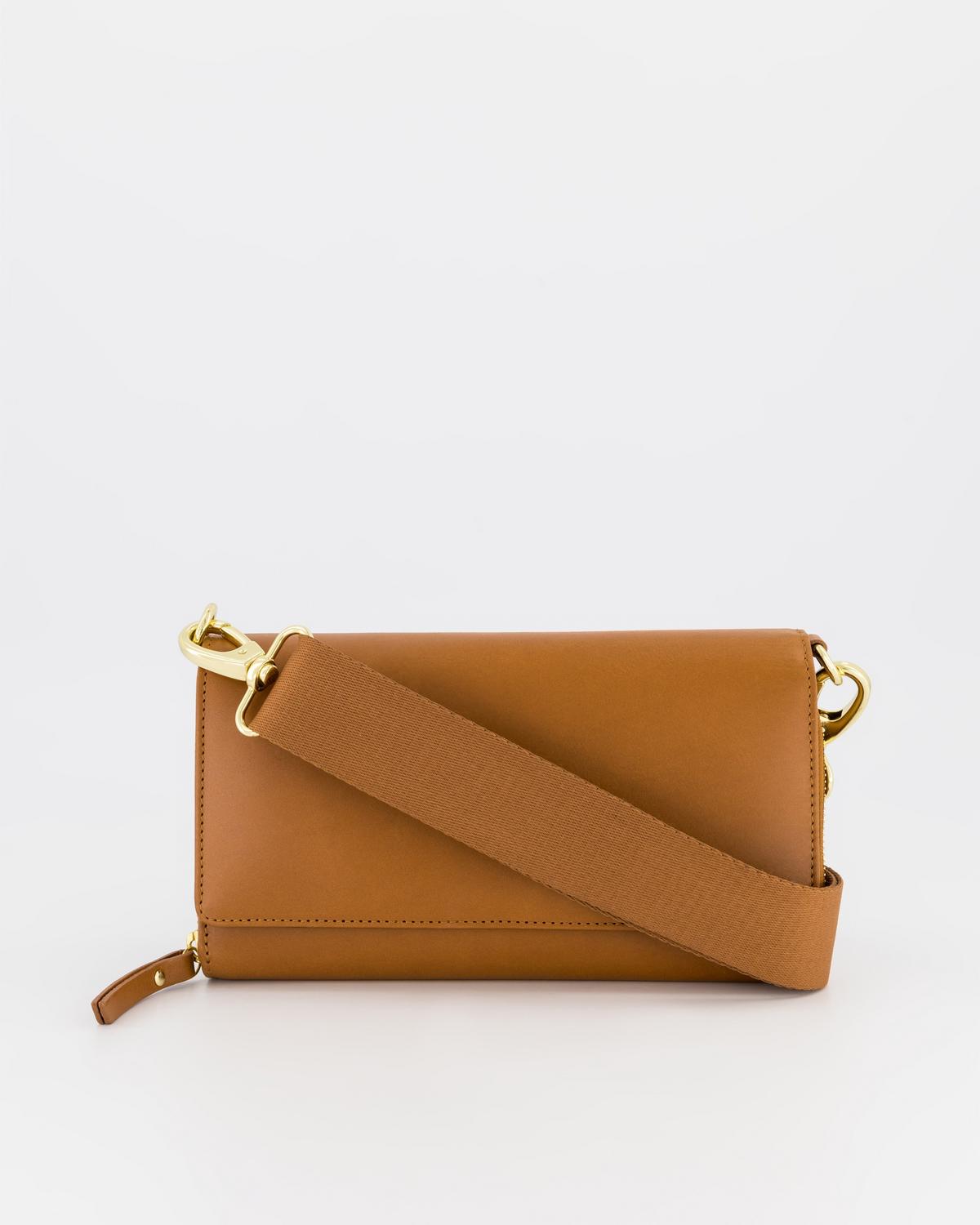 Emma Multi-Functional Crossbody Leather Bag -  Tan