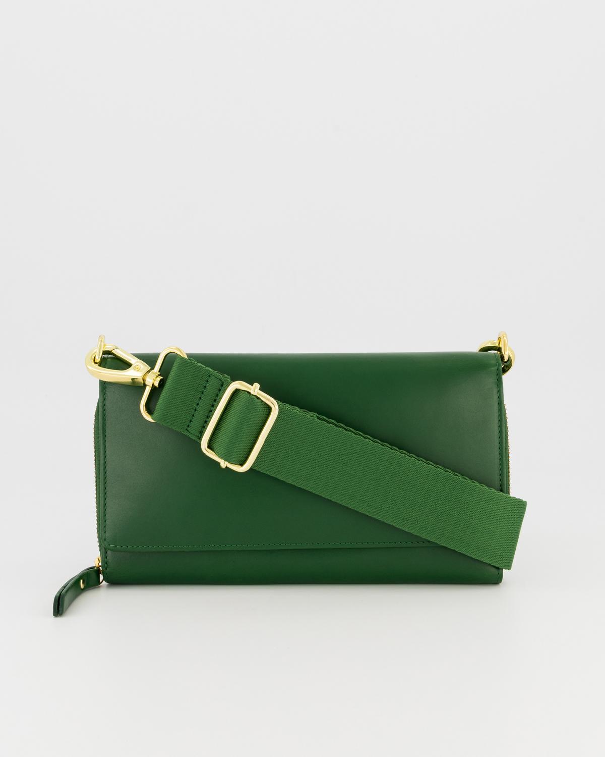 Emma Multi-Functional Crossbody Leather Bag -  Green