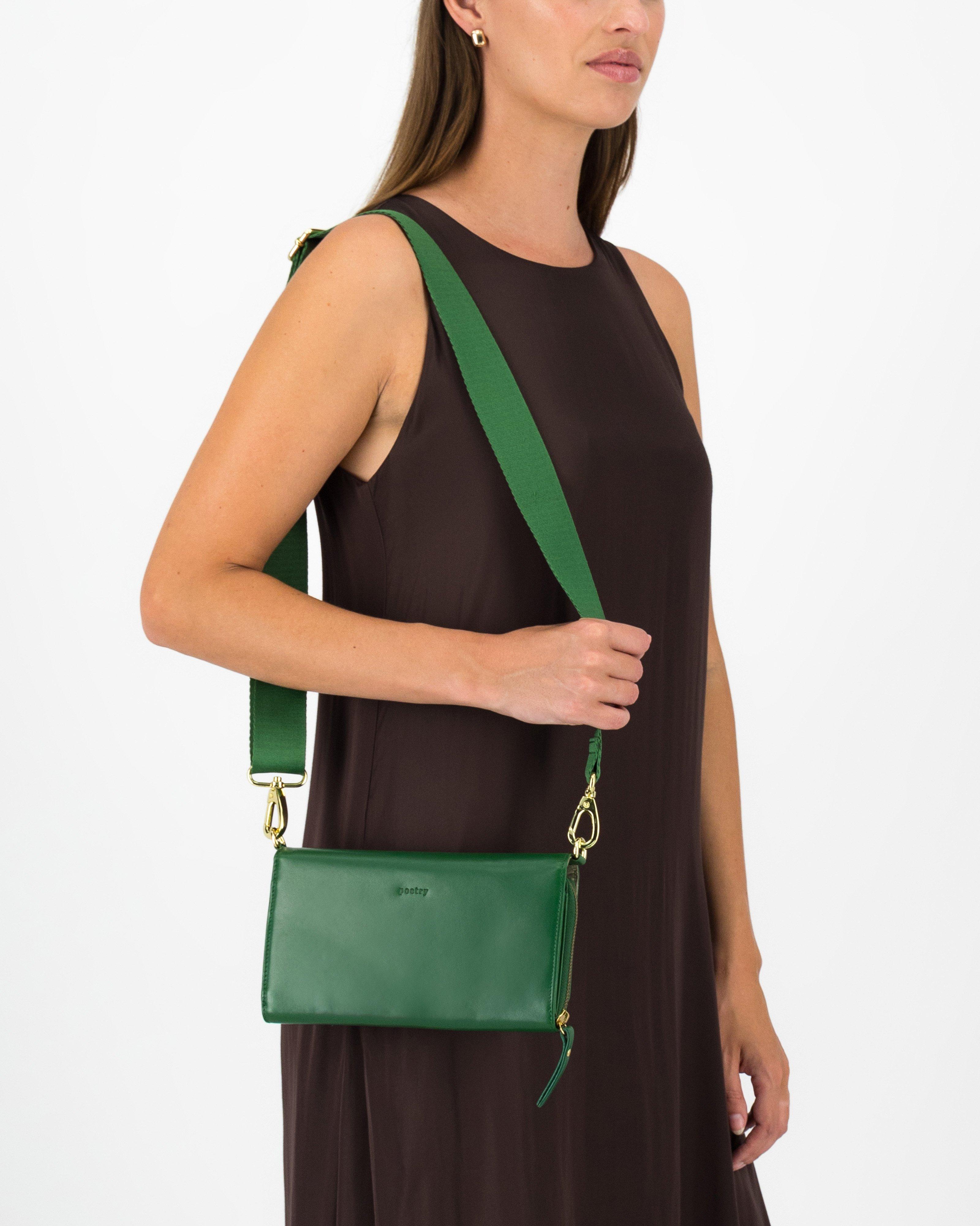 Emma Multi-Functional Crossbody Leather Bag -  Green