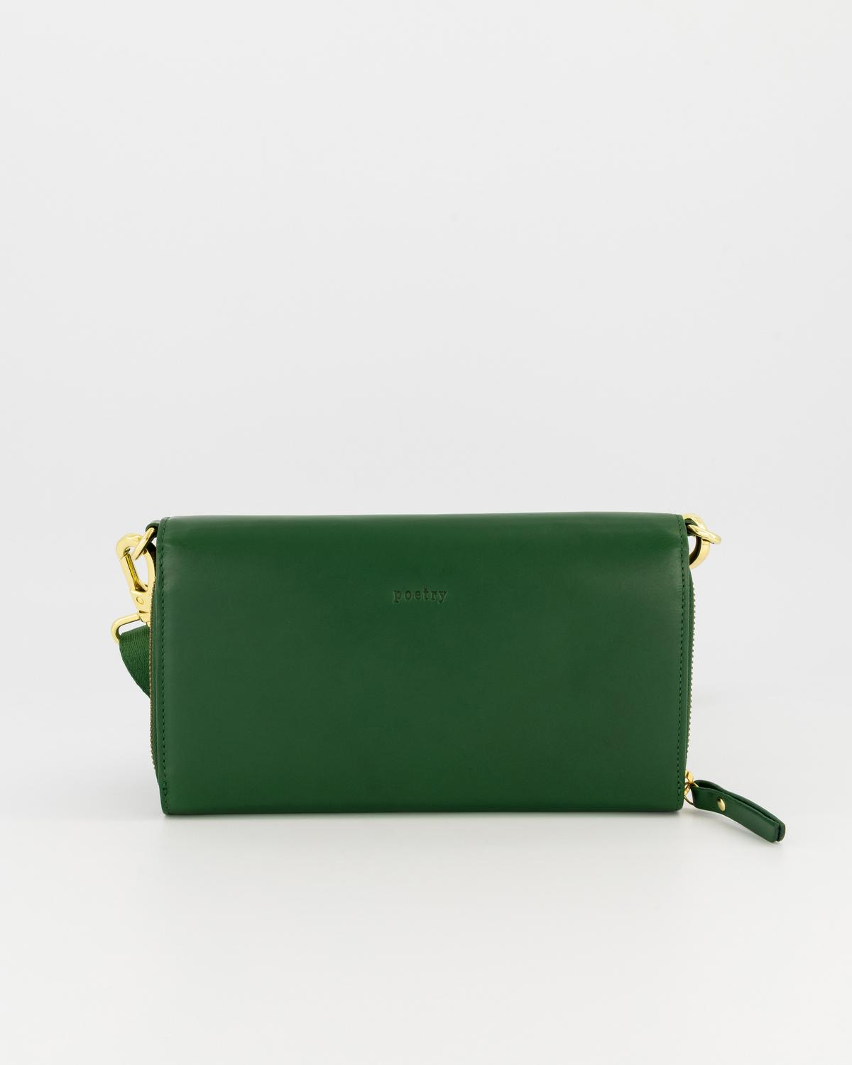 Emma Multi-Functional Crossbody Leather Bag -  Green