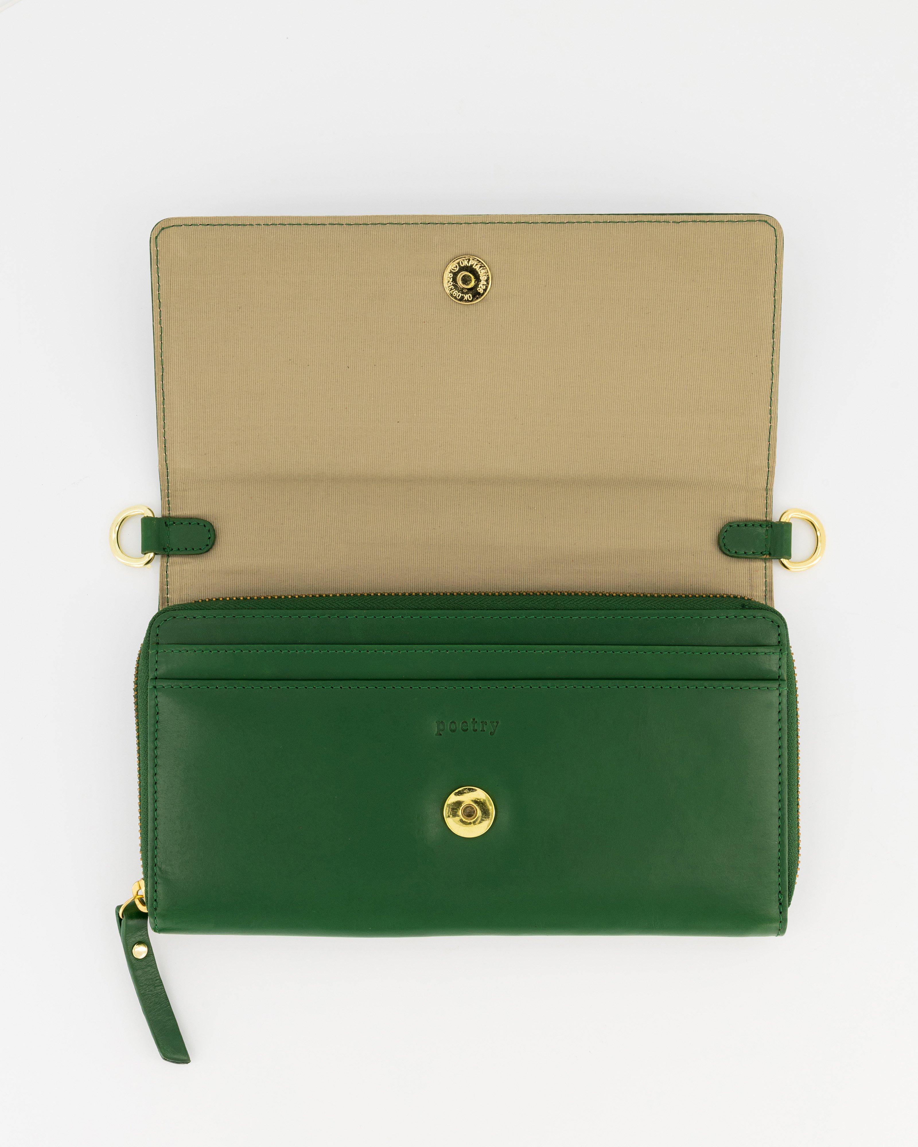 Emma Multi-Functional Crossbody Leather Bag -  Green