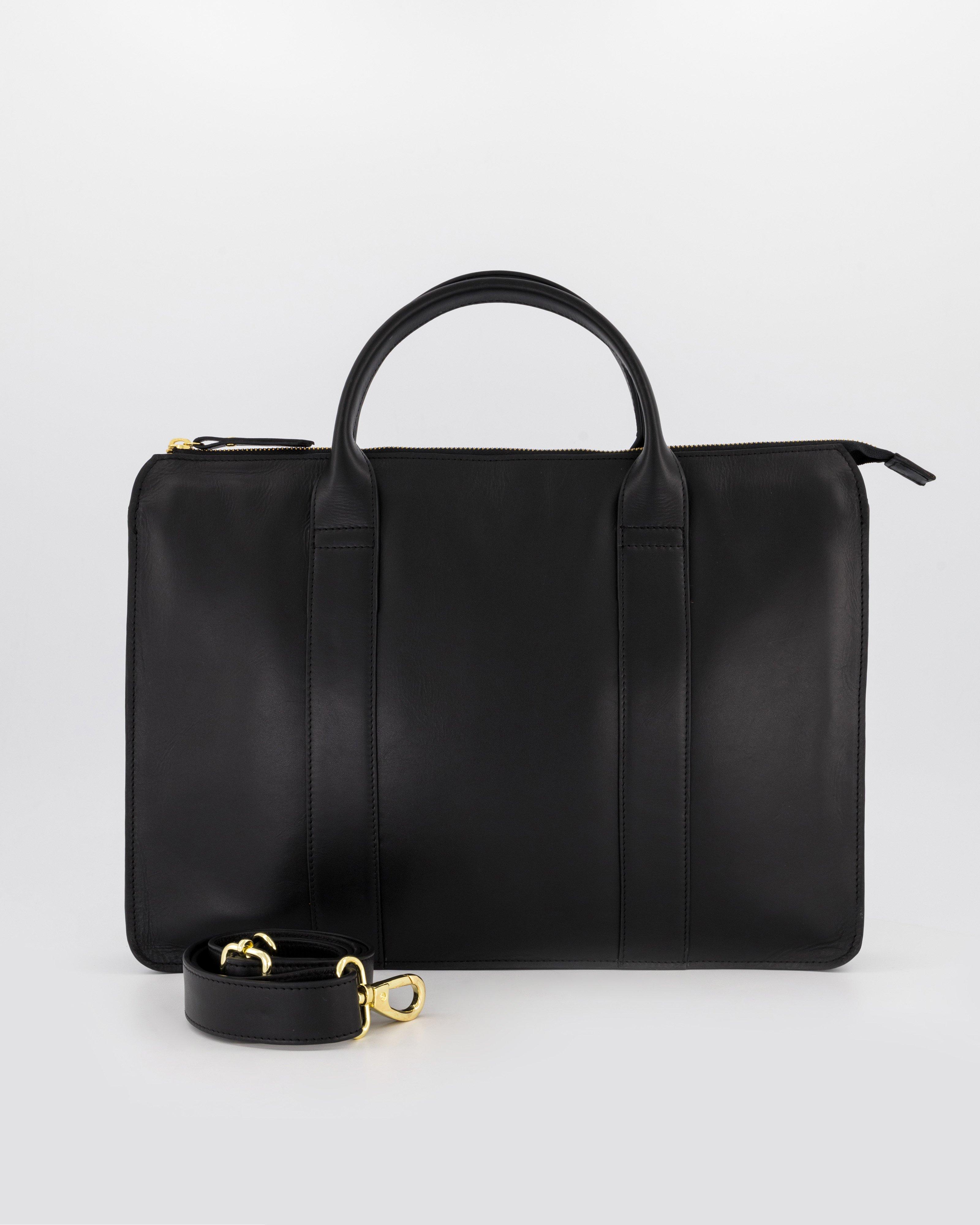 Monica Leather Laptop Bag -  Black