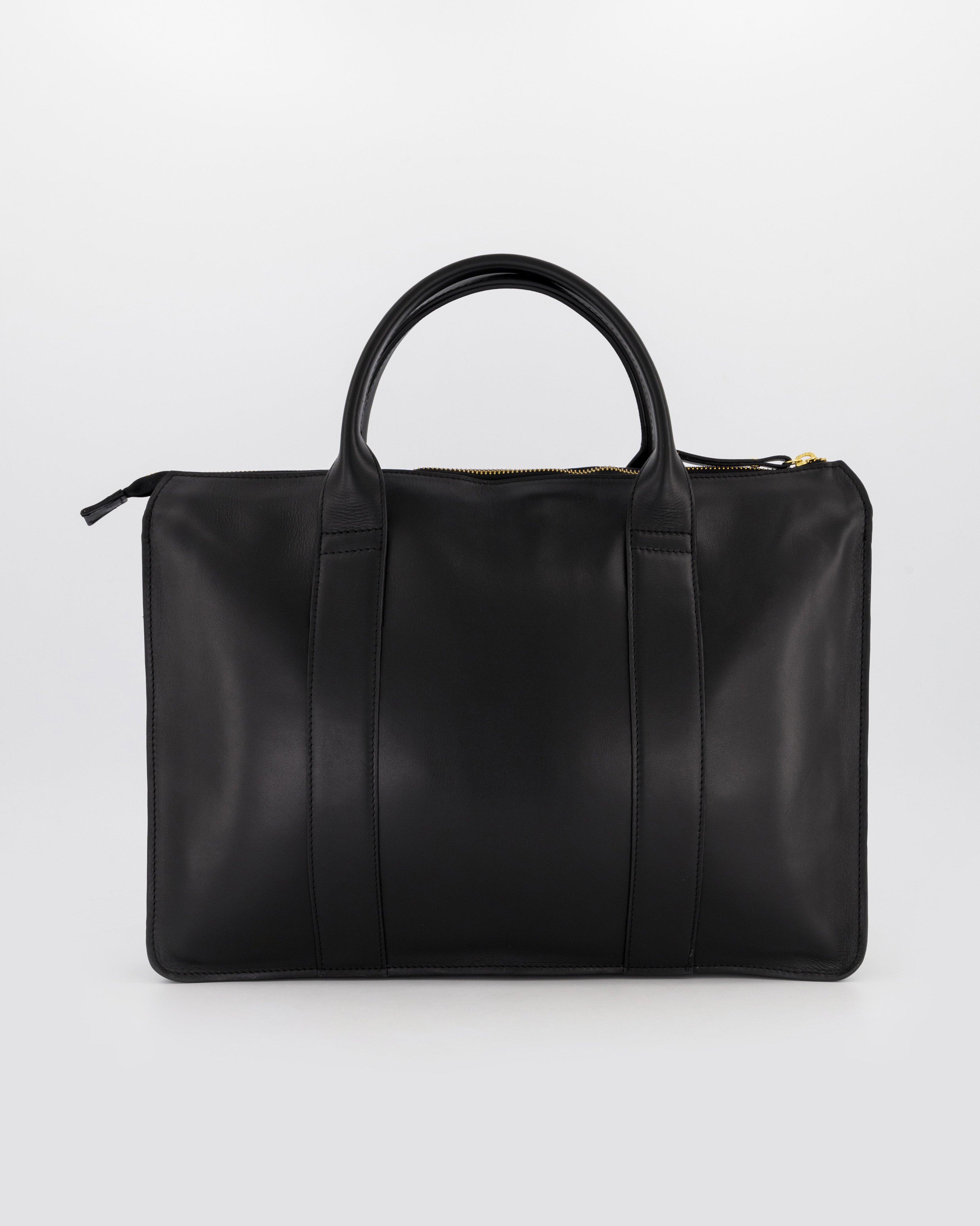 Monica Leather Laptop Bag -  Black