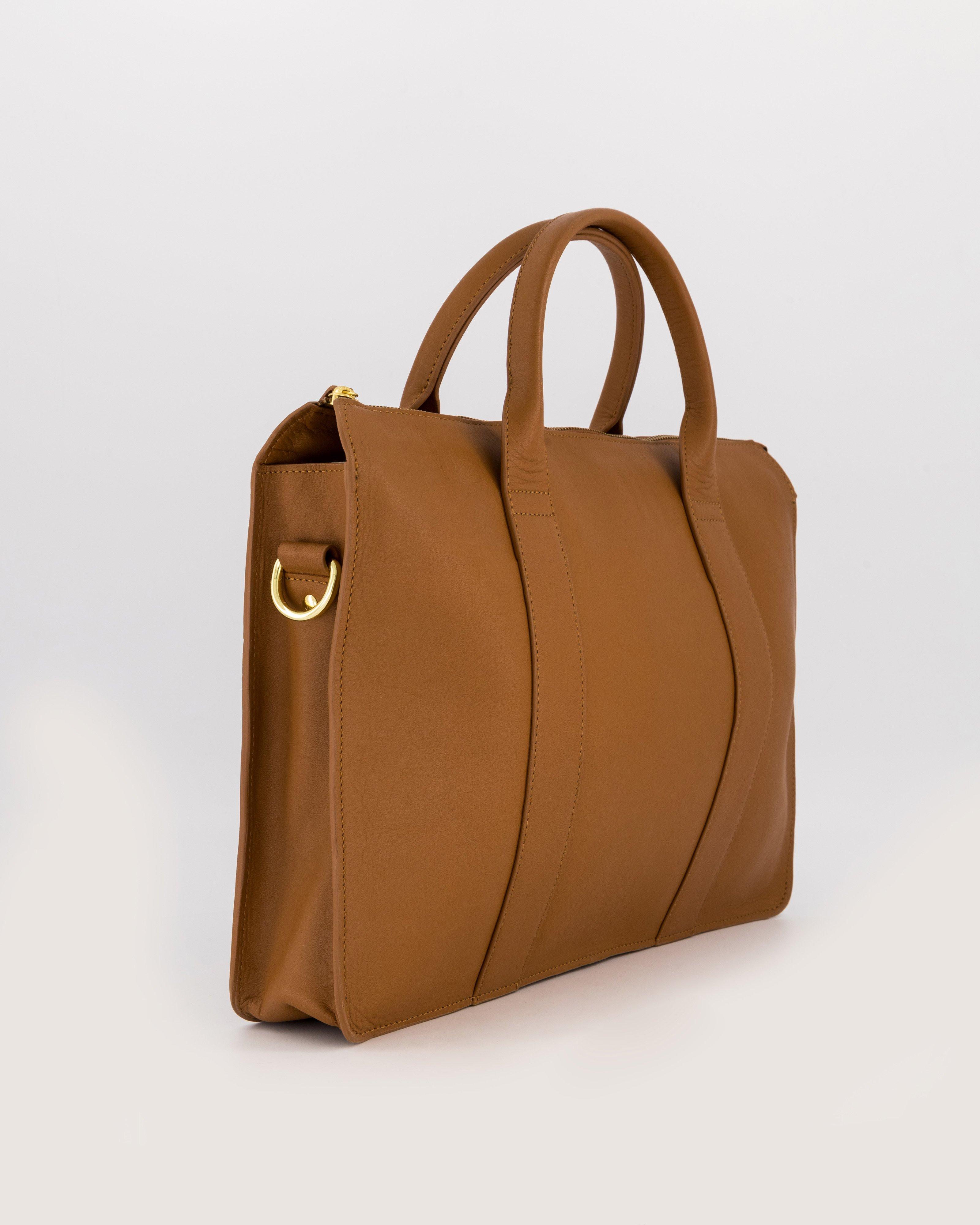 Monica Leather Laptop Bag -  Brown