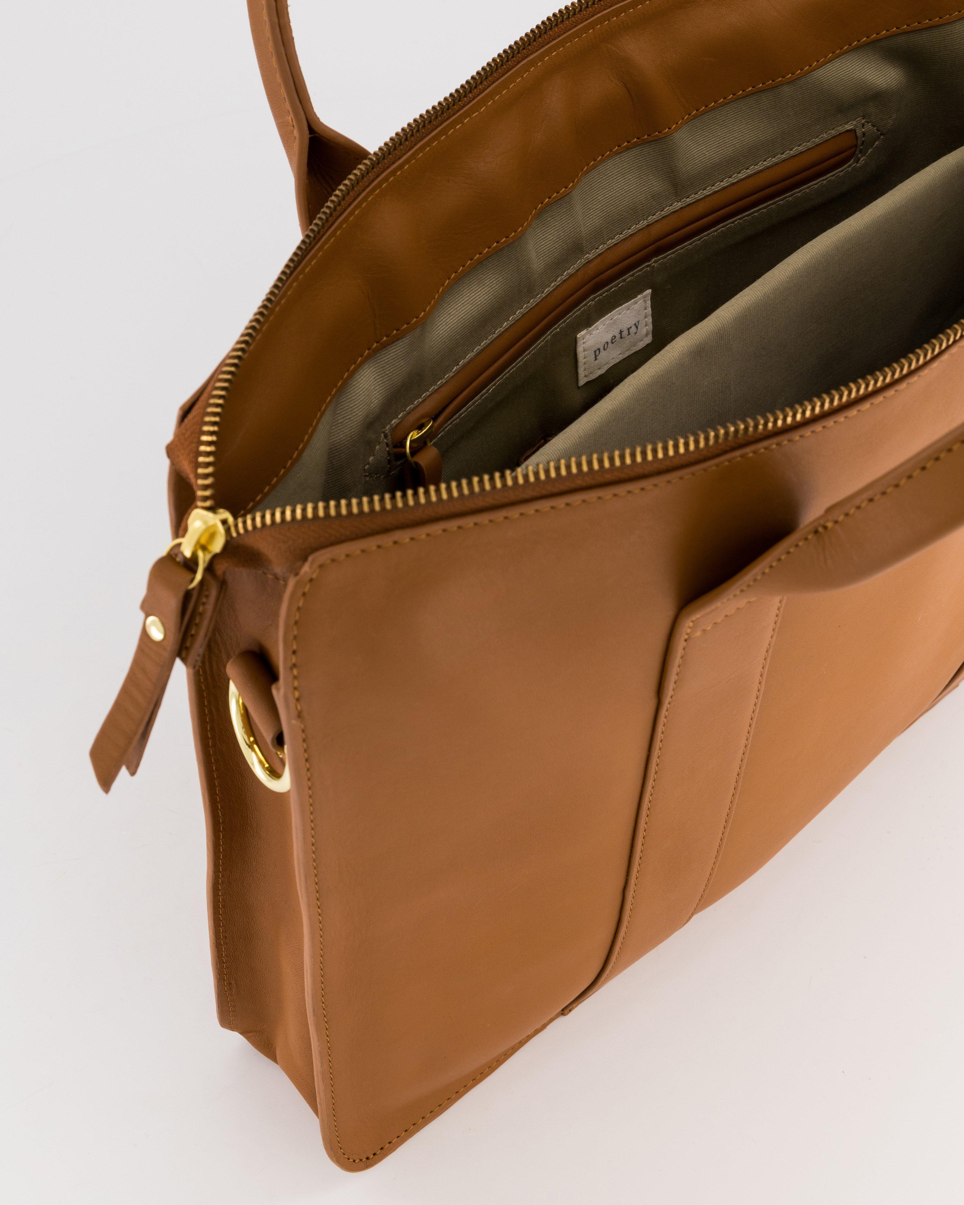 Monica Leather Laptop Bag -  Brown