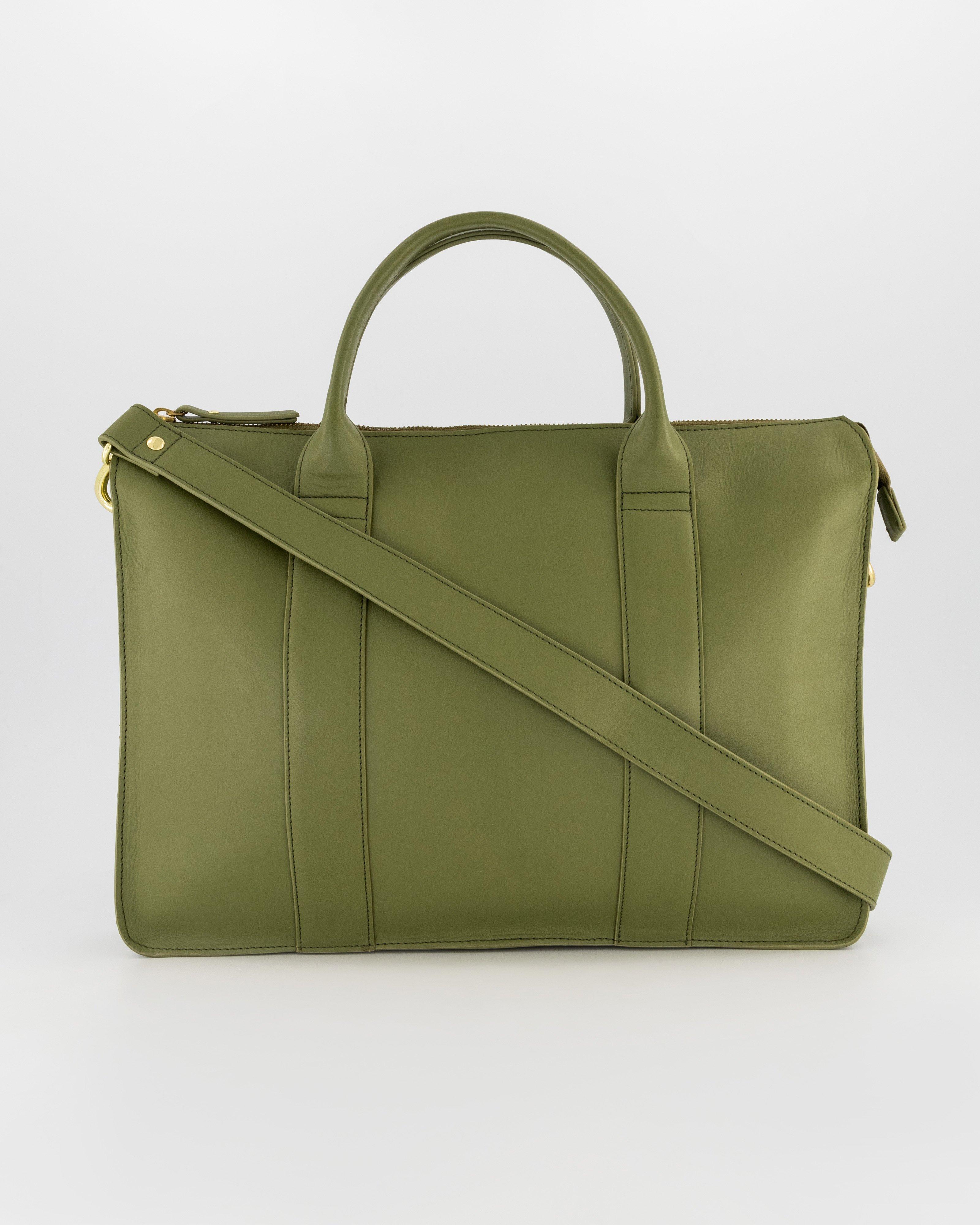 Monica Leather Laptop Bag -  Green