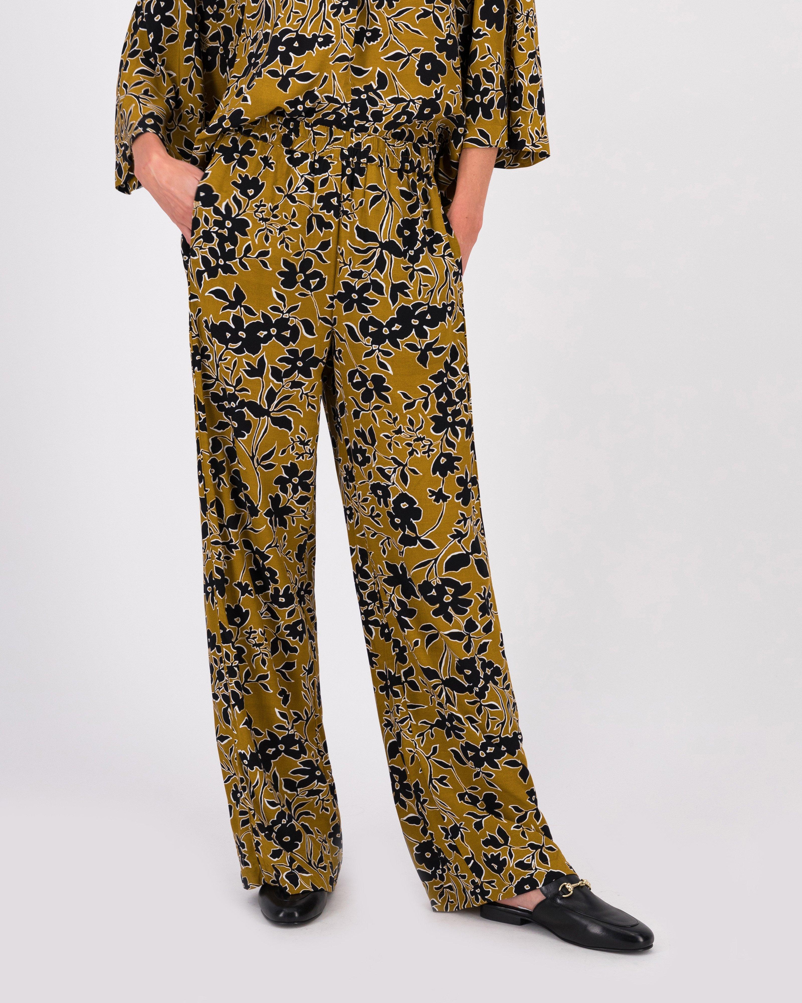 Denisa Printed Pants -  Tan