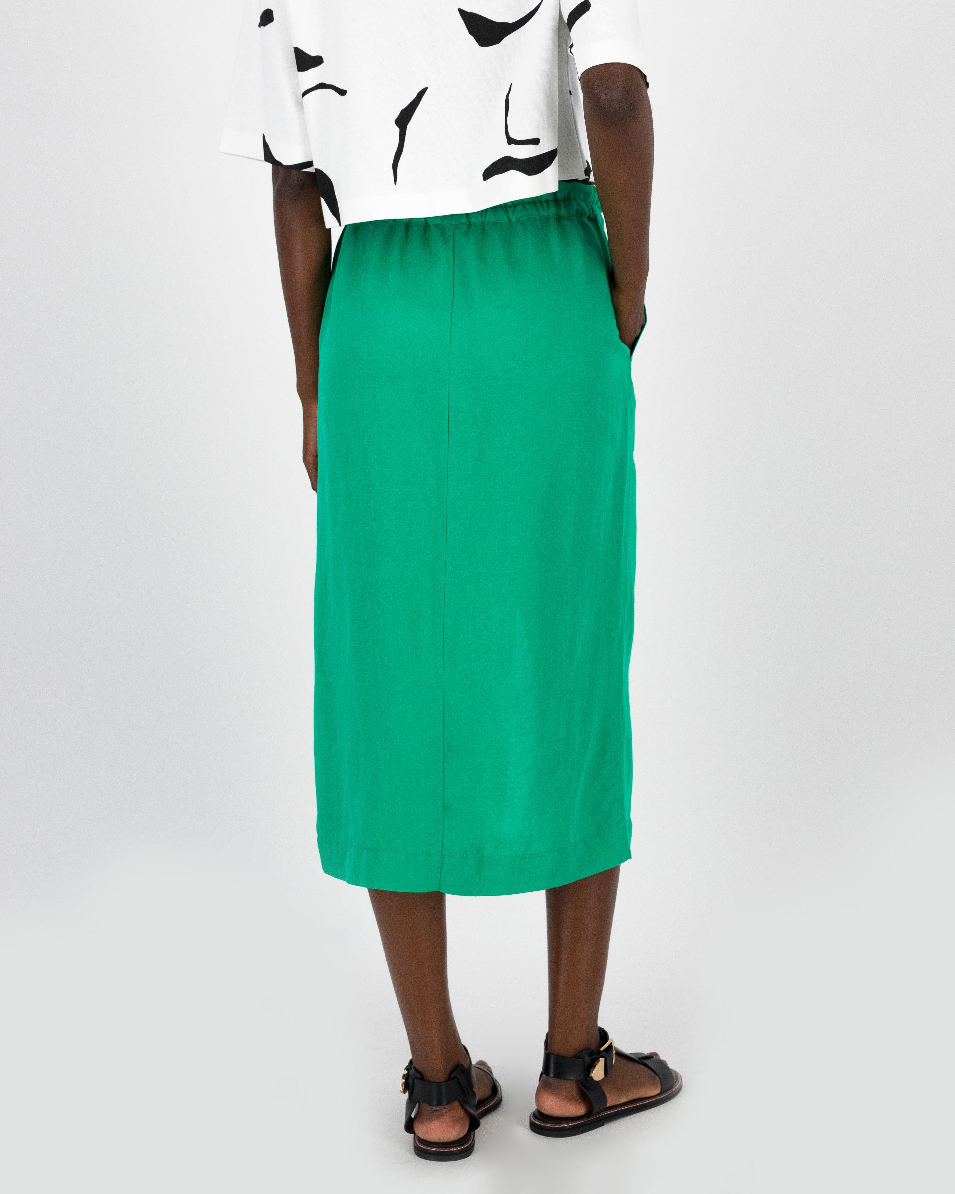 Zane Front Slit Skirt -  Green
