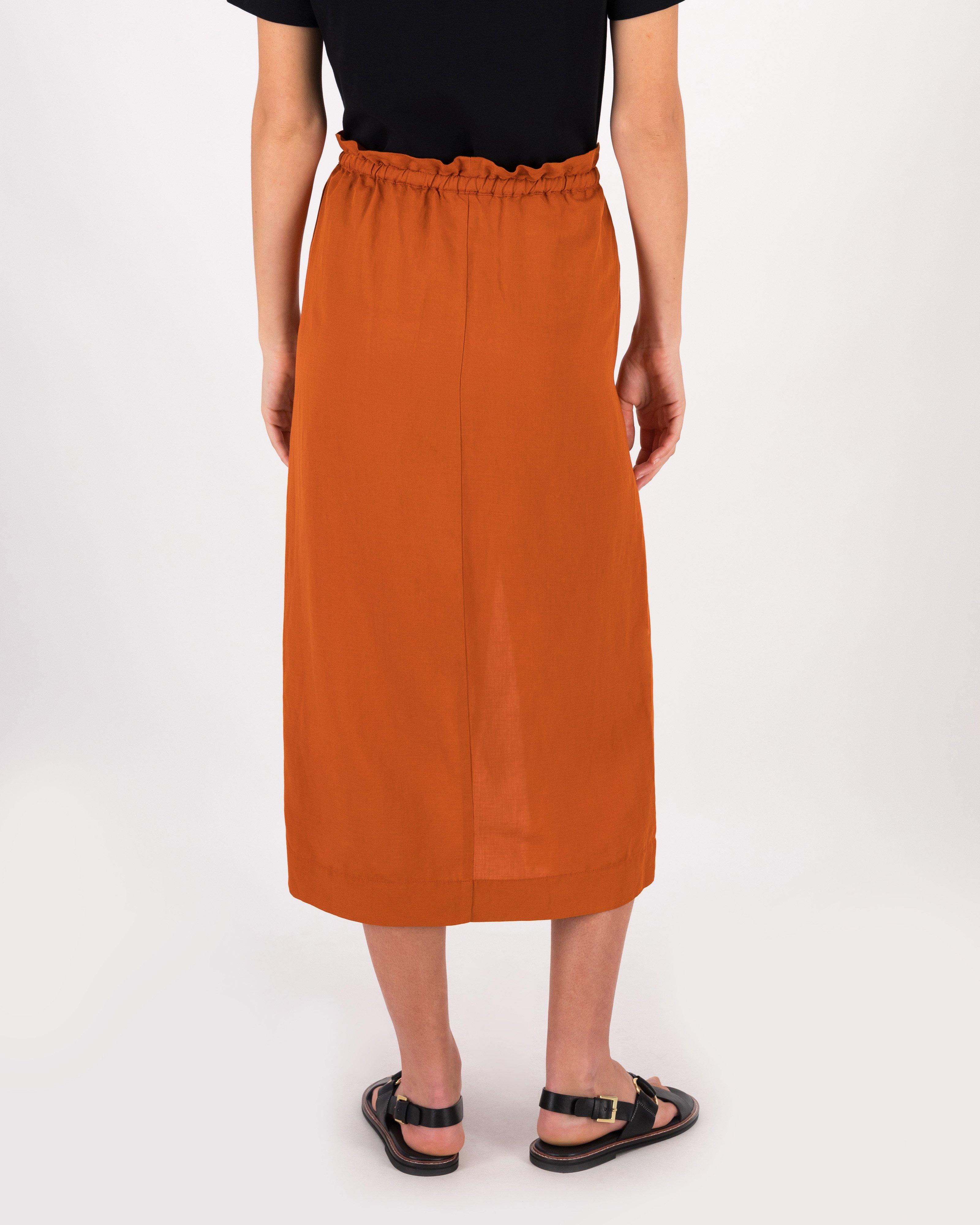 Zane Front Slit Skirt -  Orange
