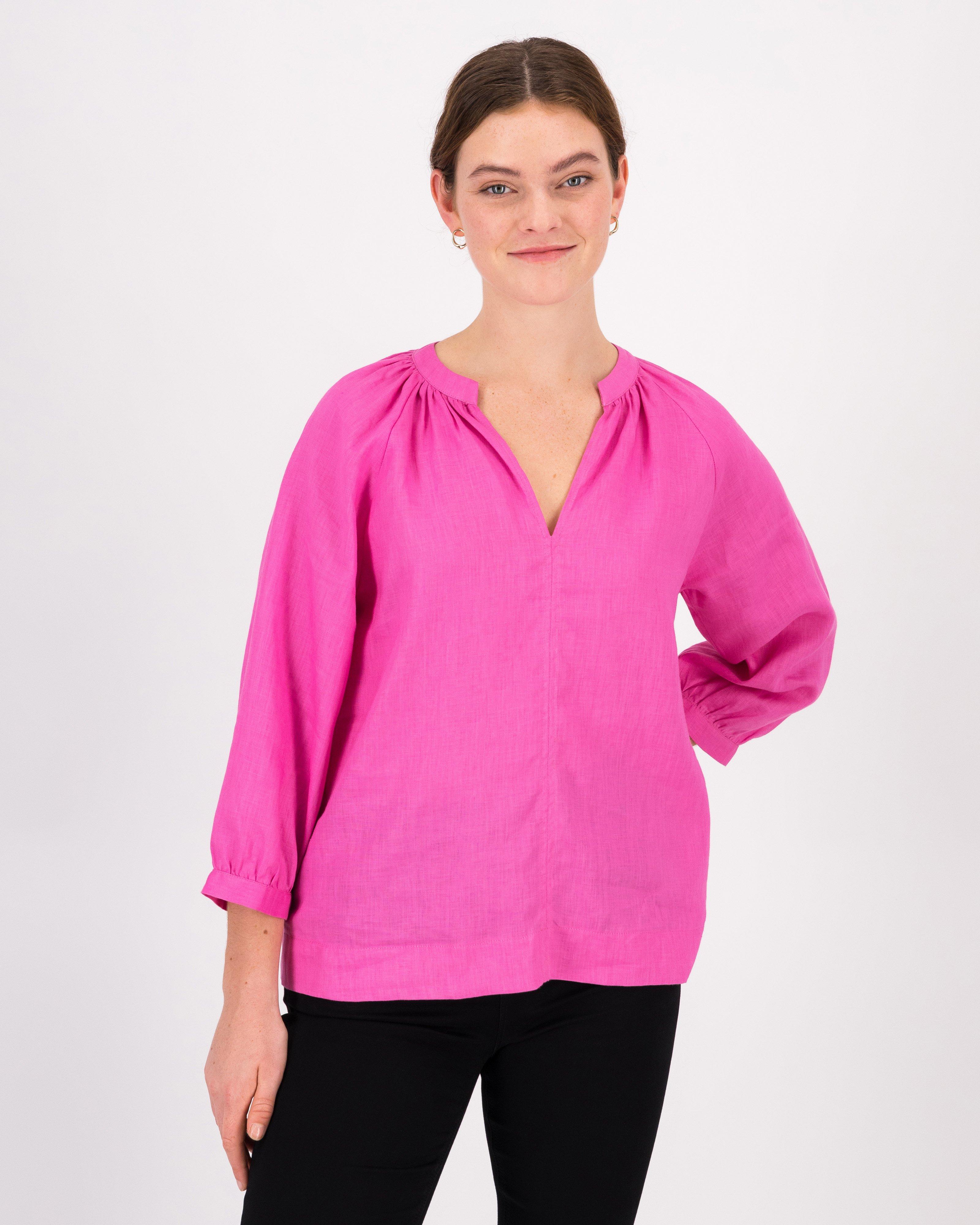 Amal Linen Blouse -  Pink