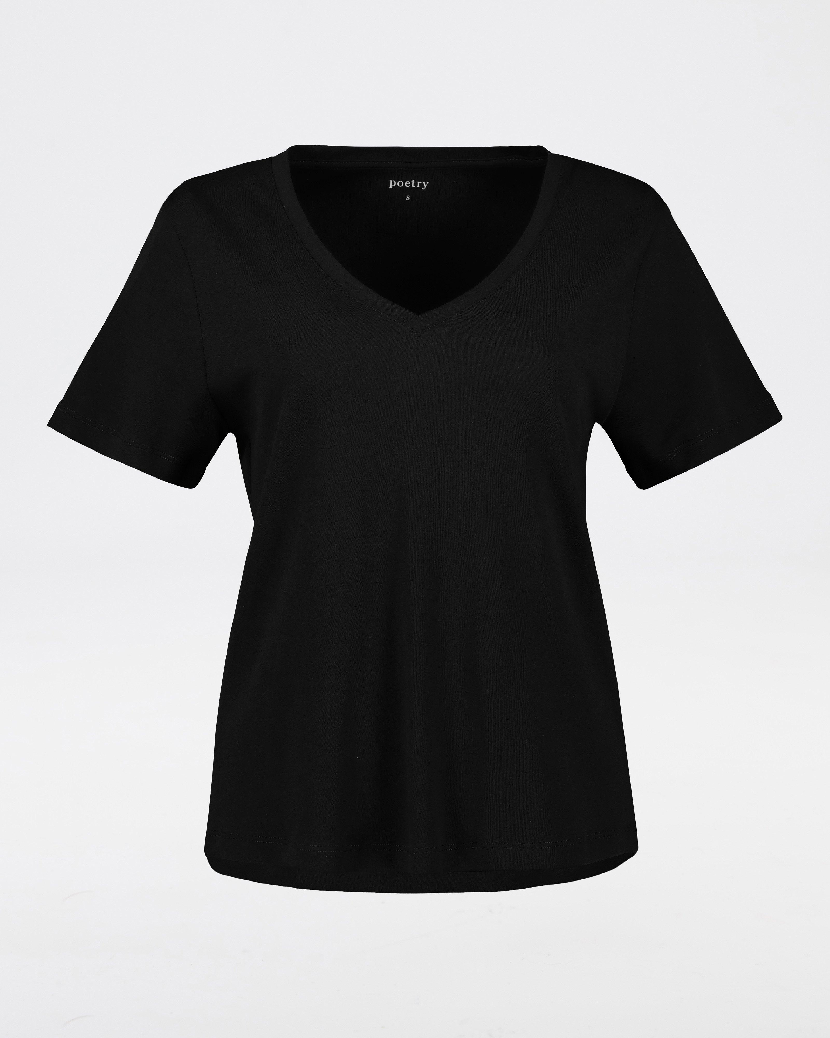 Liv V-Neck T-Shirt -  Black