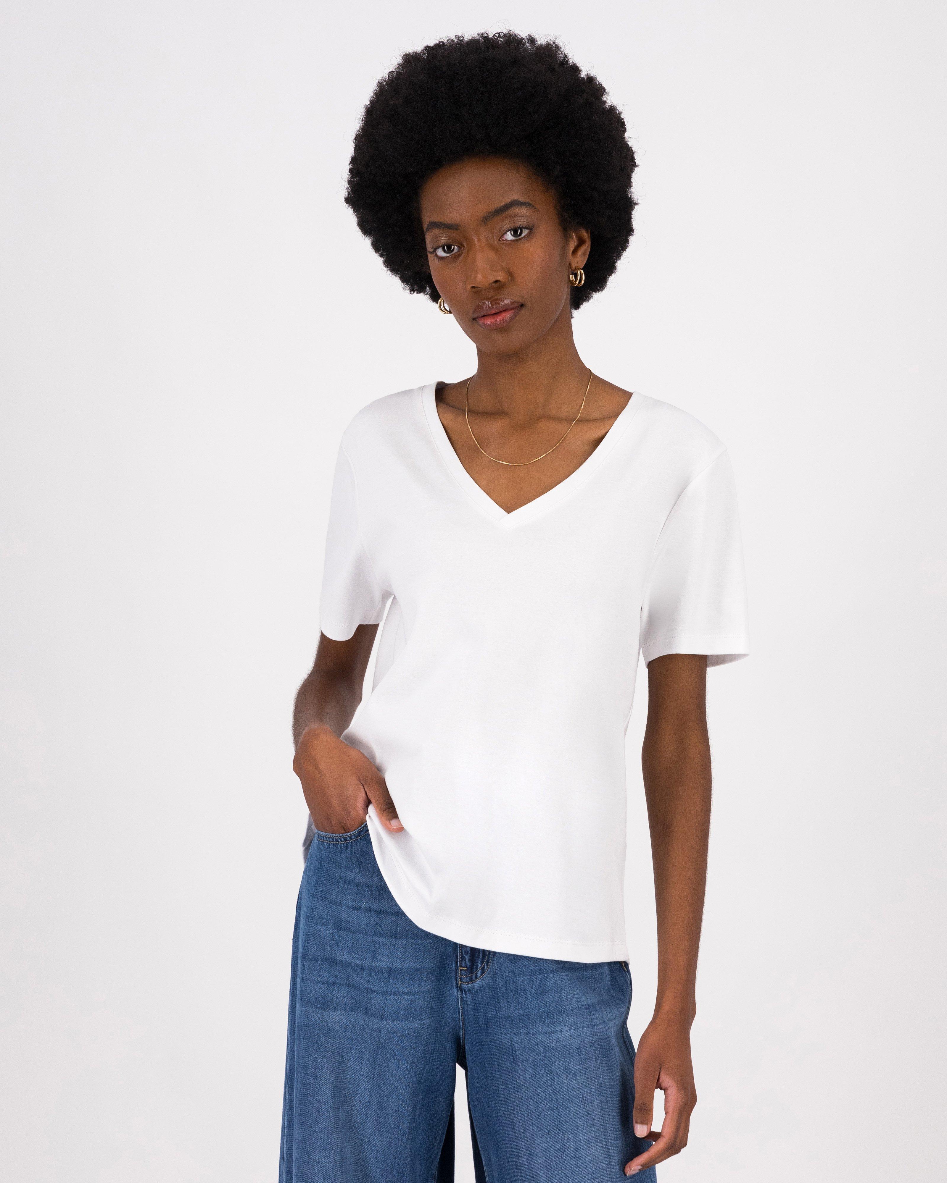 Liv V-Neck T-Shirt -  White