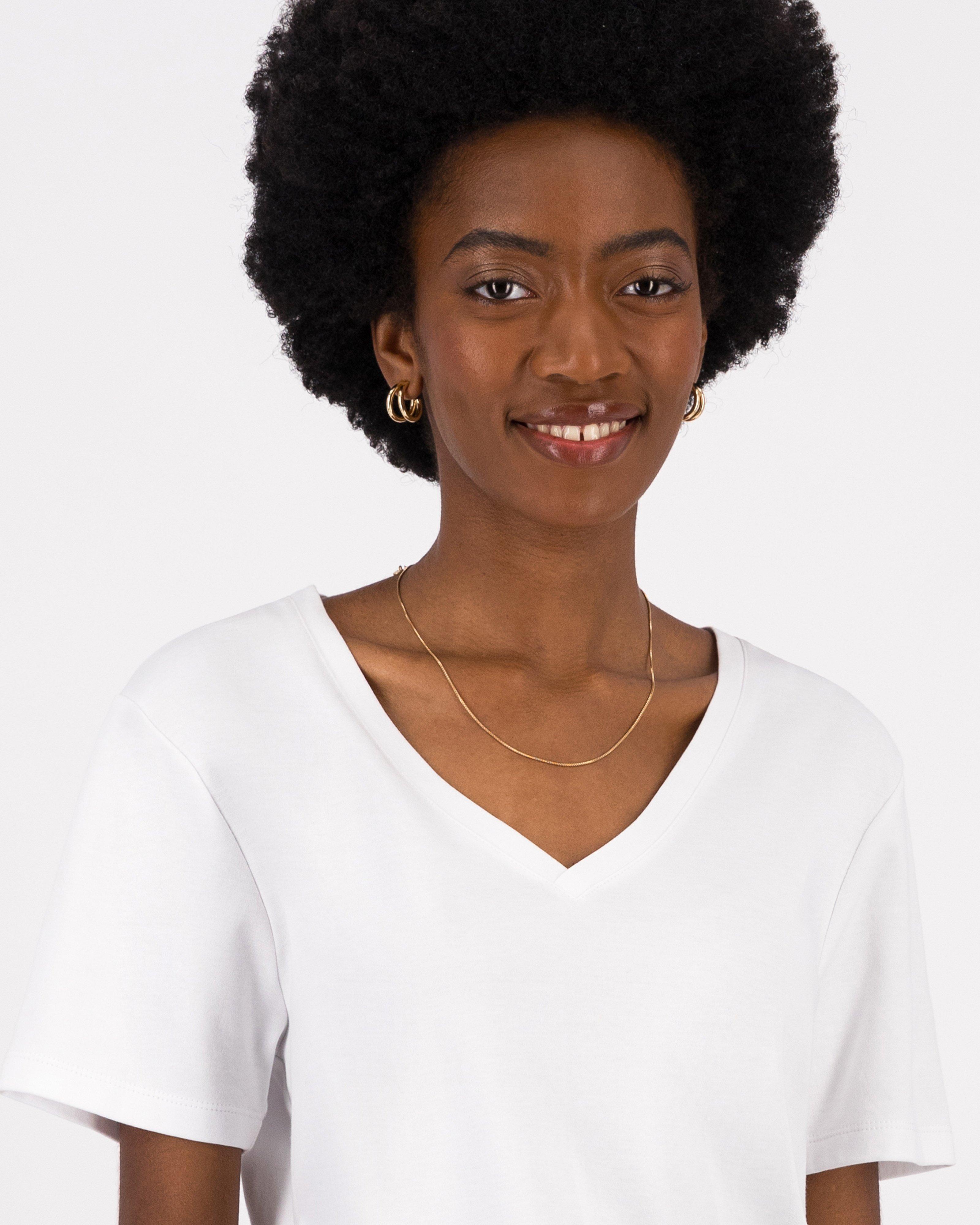 Liv V-Neck T-Shirt -  White