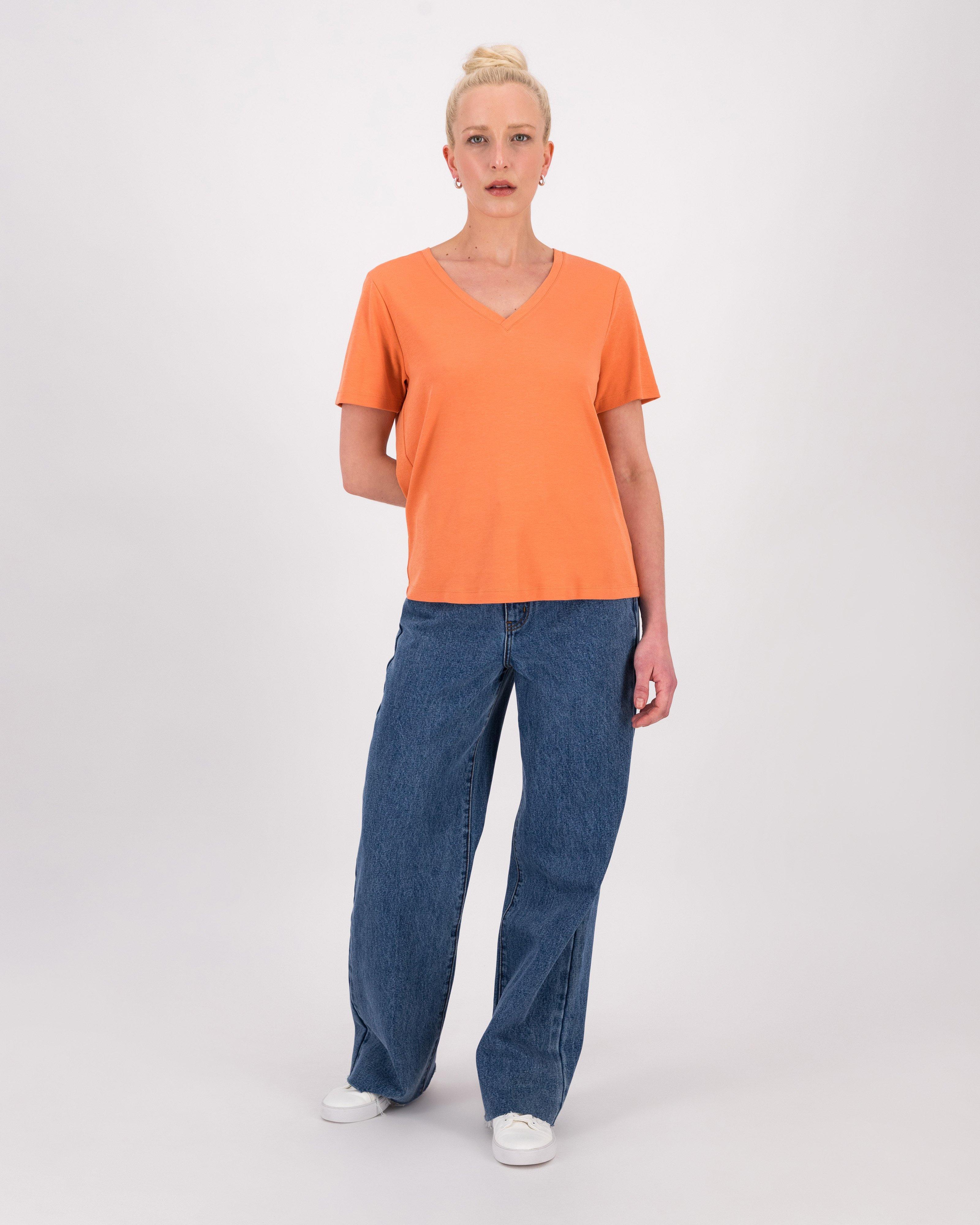 Liv V-Neck T-Shirt -  Orange