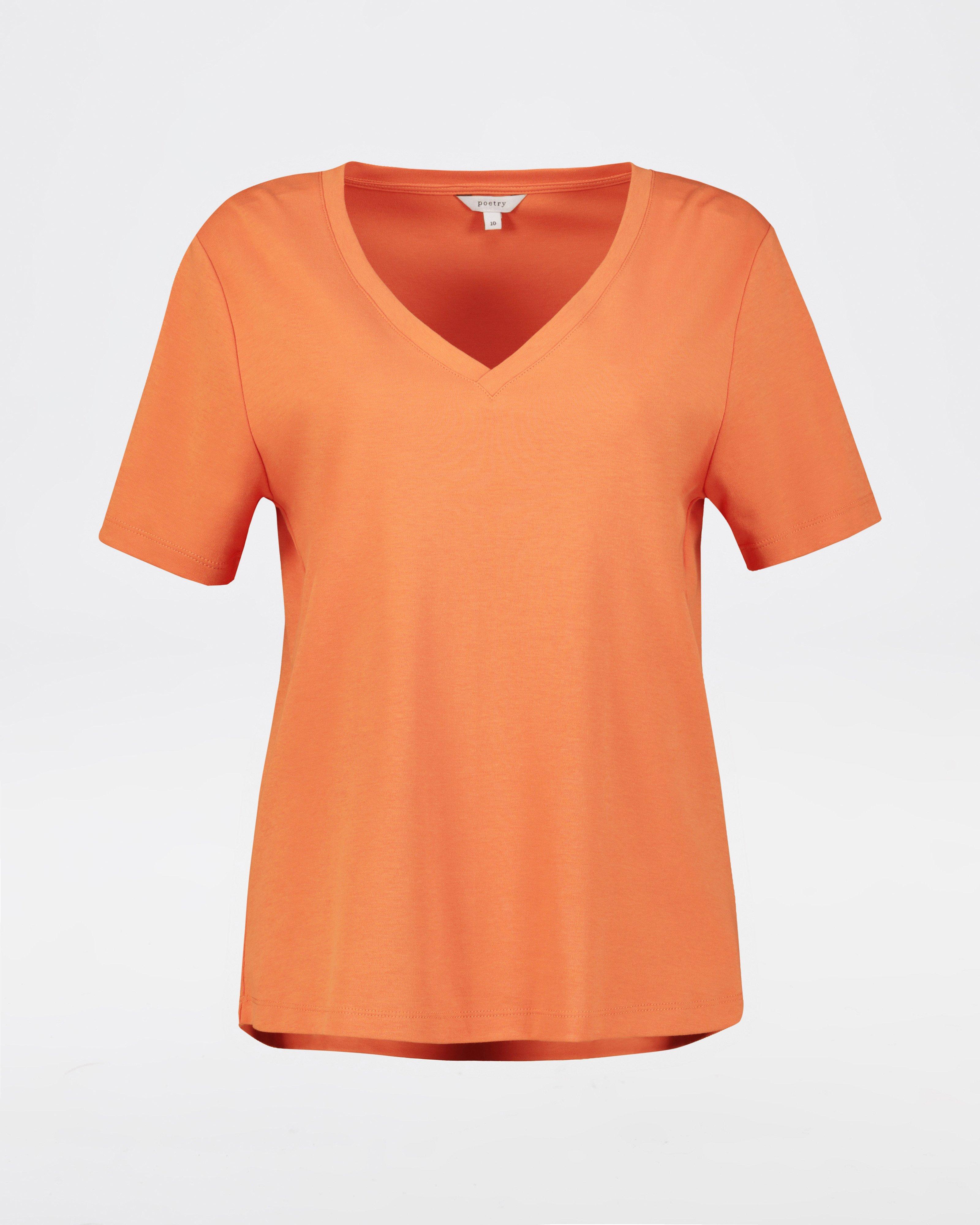 Liv V-Neck T-Shirt -  Orange
