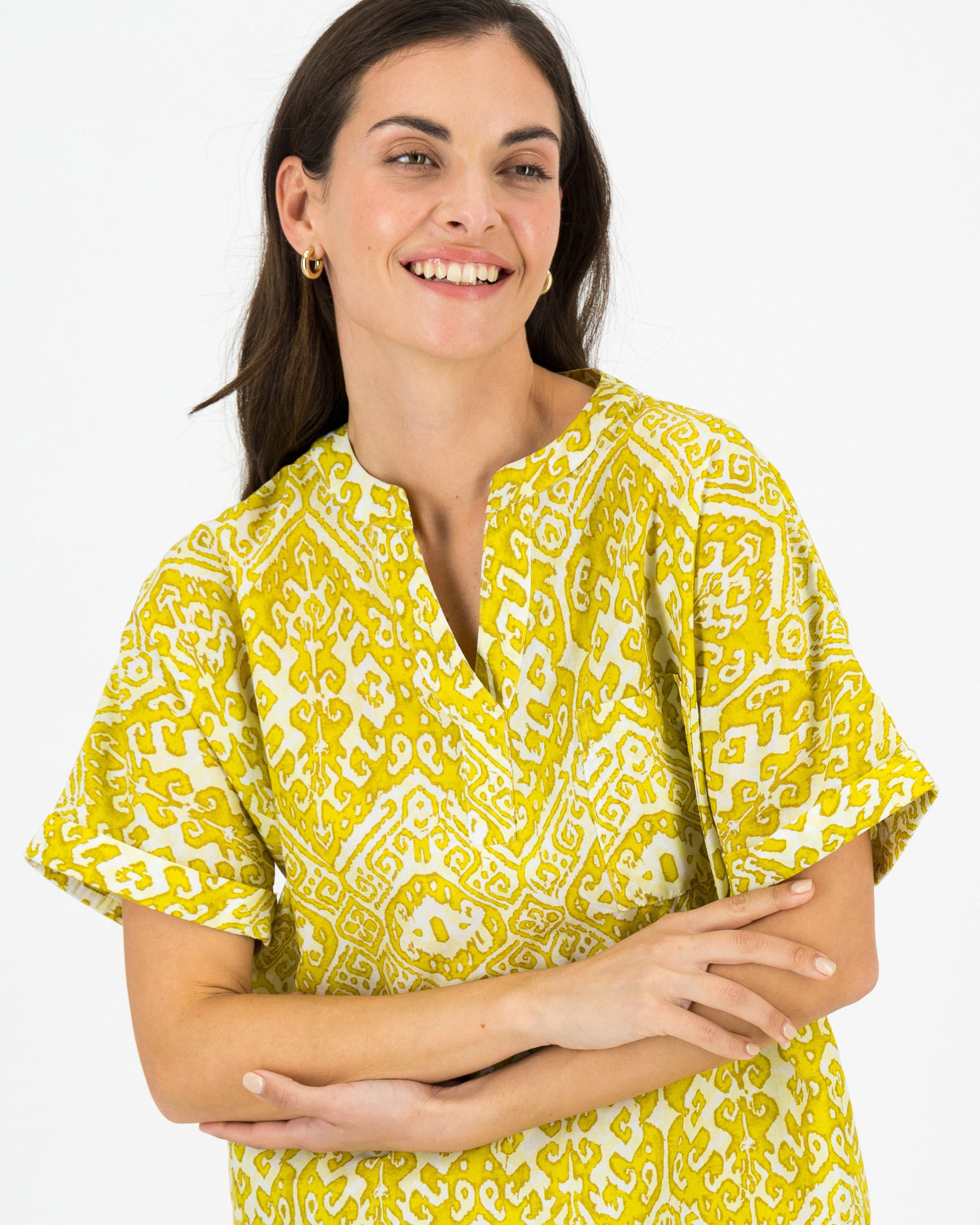 Rare Earth Women’s Thandi V-neck Blouse -  Chartreuse