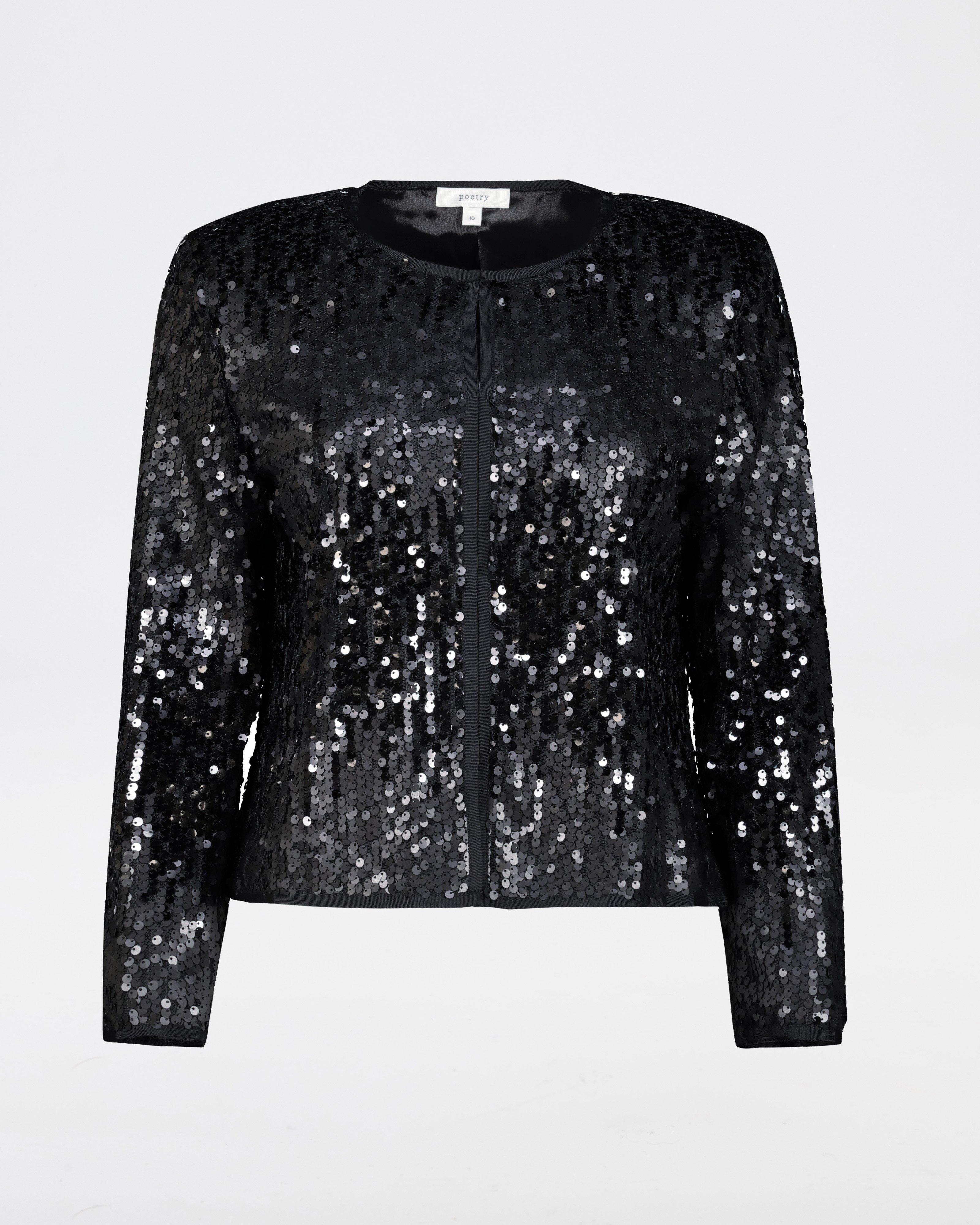 Black and clearance white sequin jacket