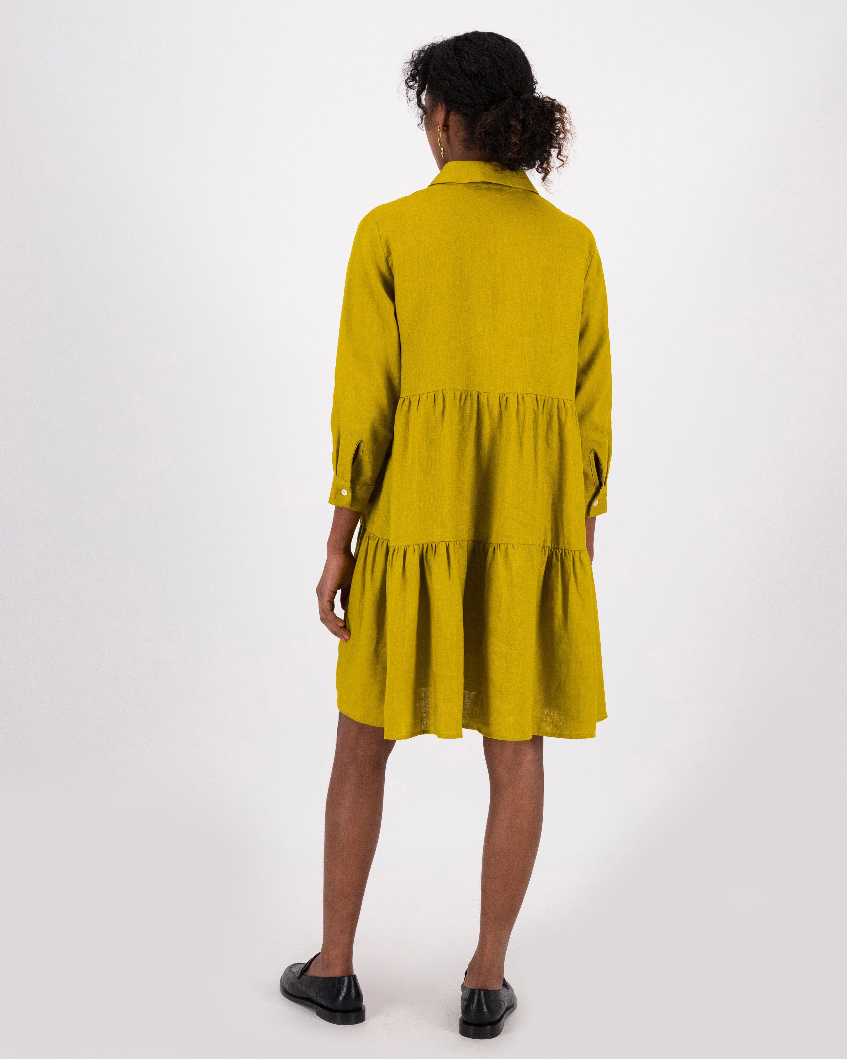 Tori Short Tiered Dress -  Chartreuse