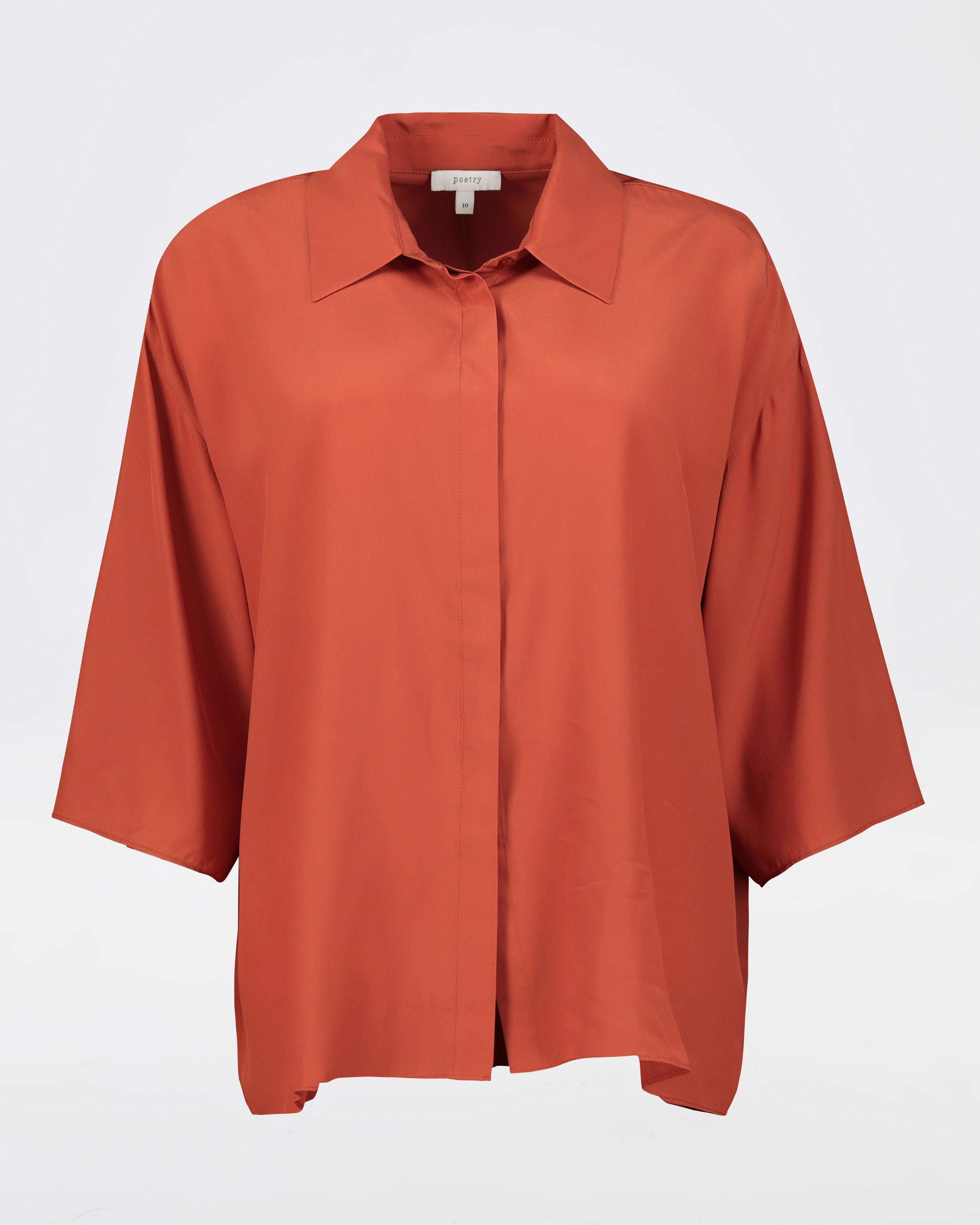 Blossom Silk-Blend Blouse -  Rust