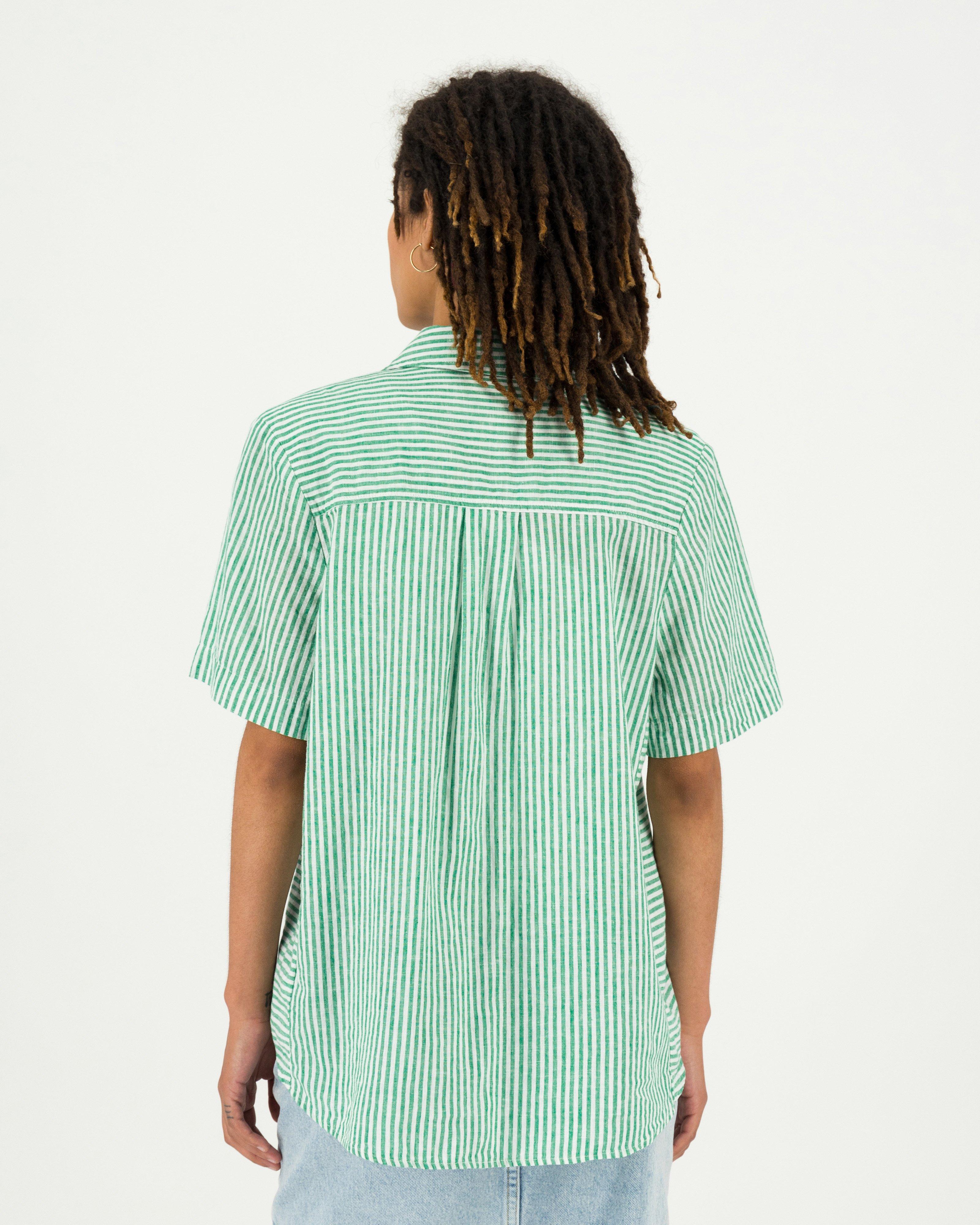 Women’s Alba Linen Stripe Shirt  -  Green