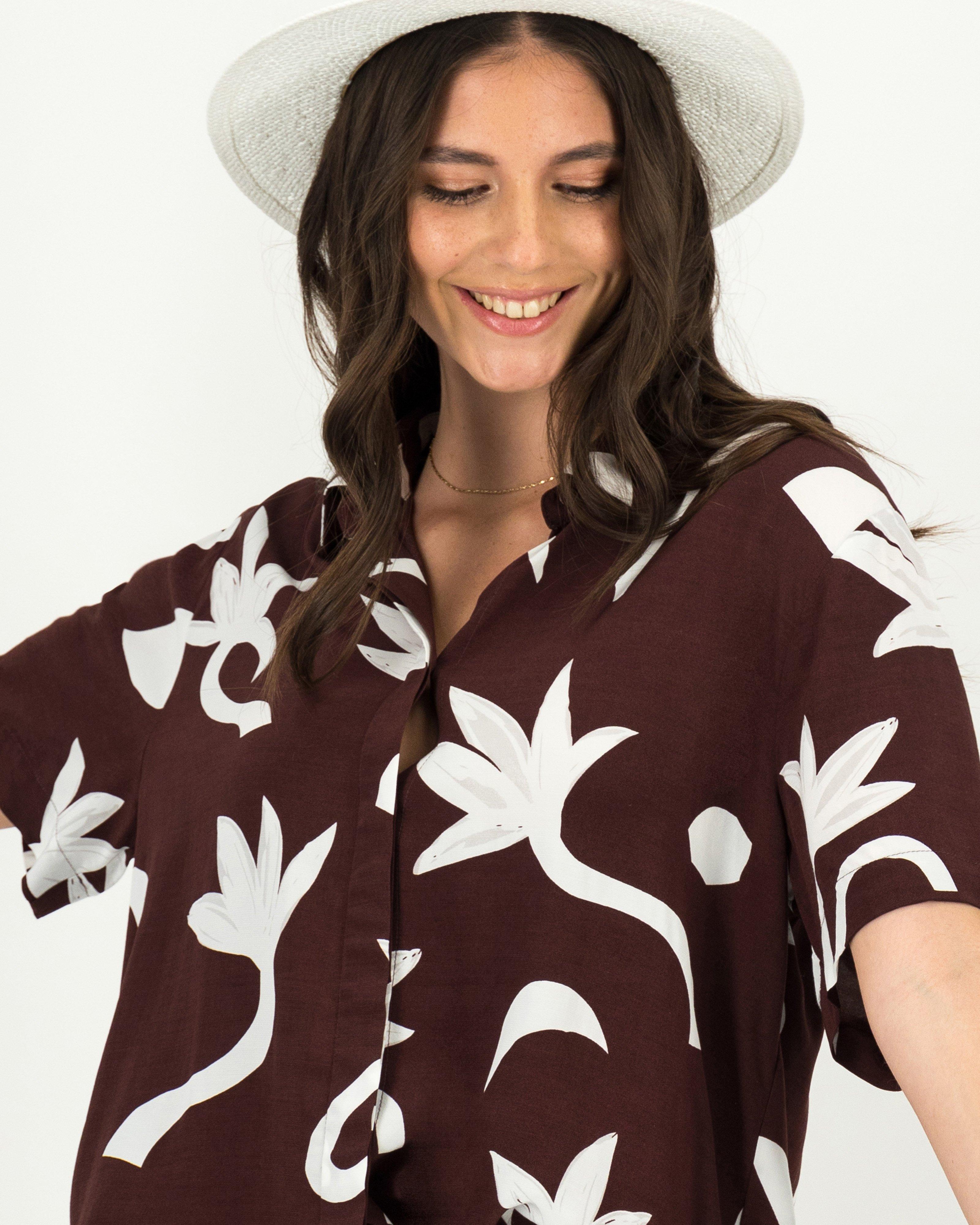 Women’s Suki Resort Shirt -  Chocolate