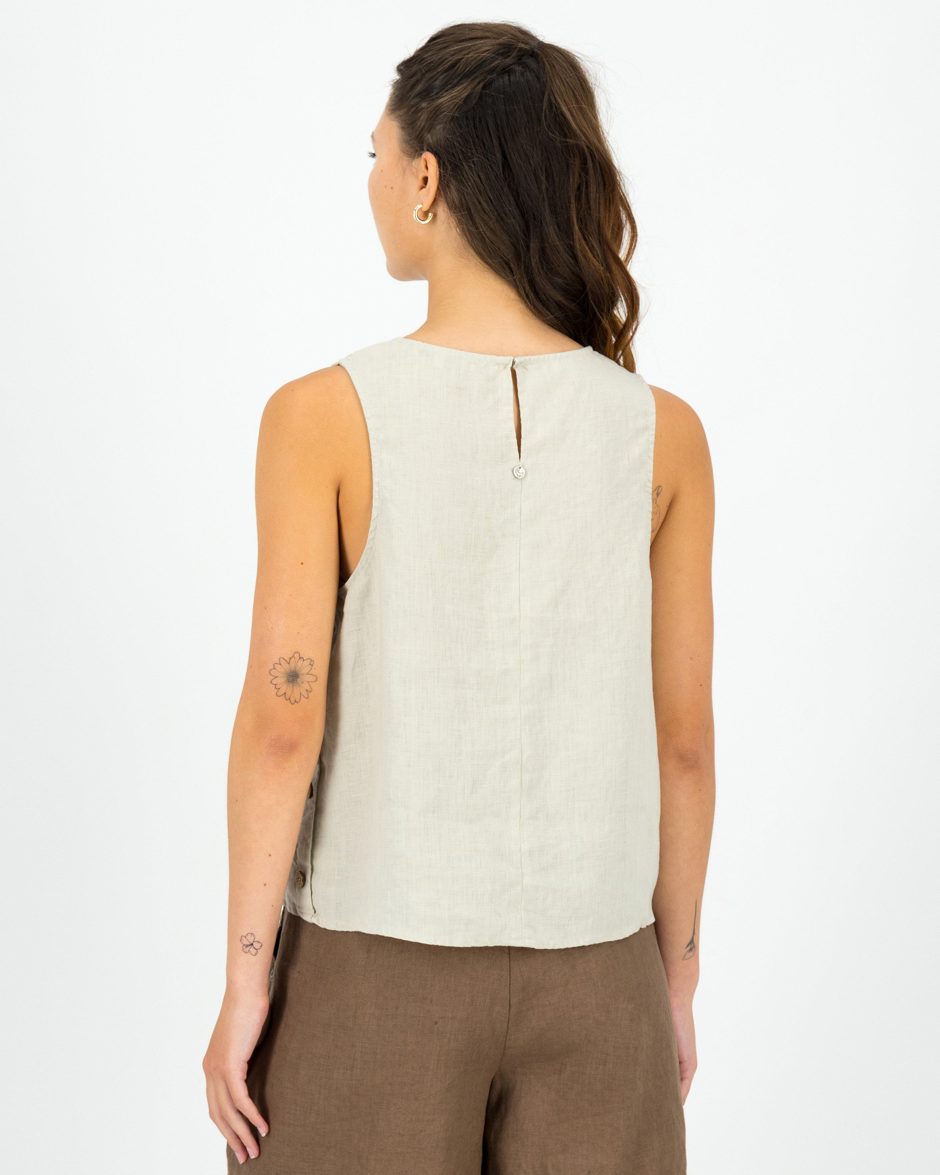 Old Khaki Women’s Lucy Linen Buttoned Camisole -  Stone