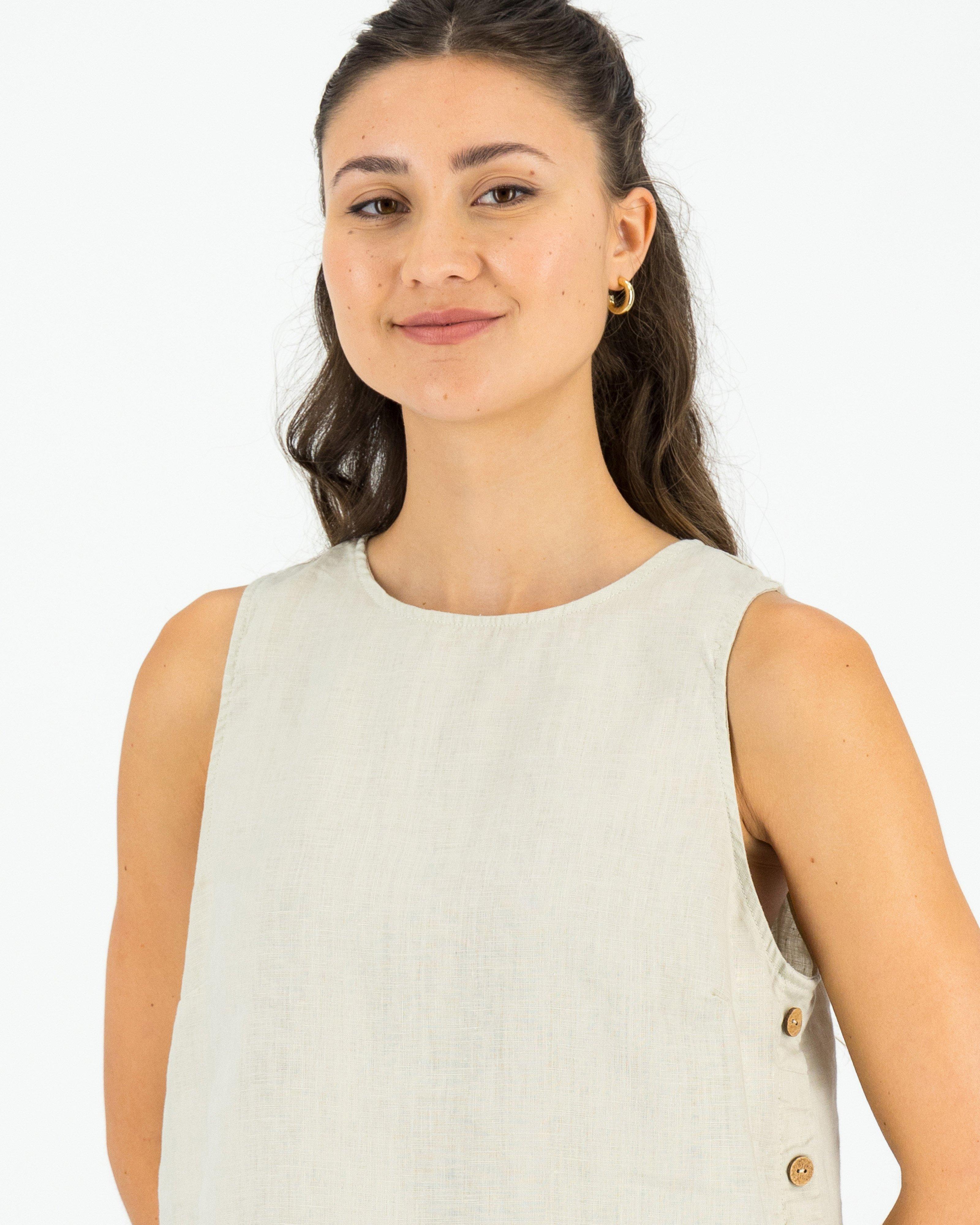 Love Maze Linen Cami - Khaki main image 0
