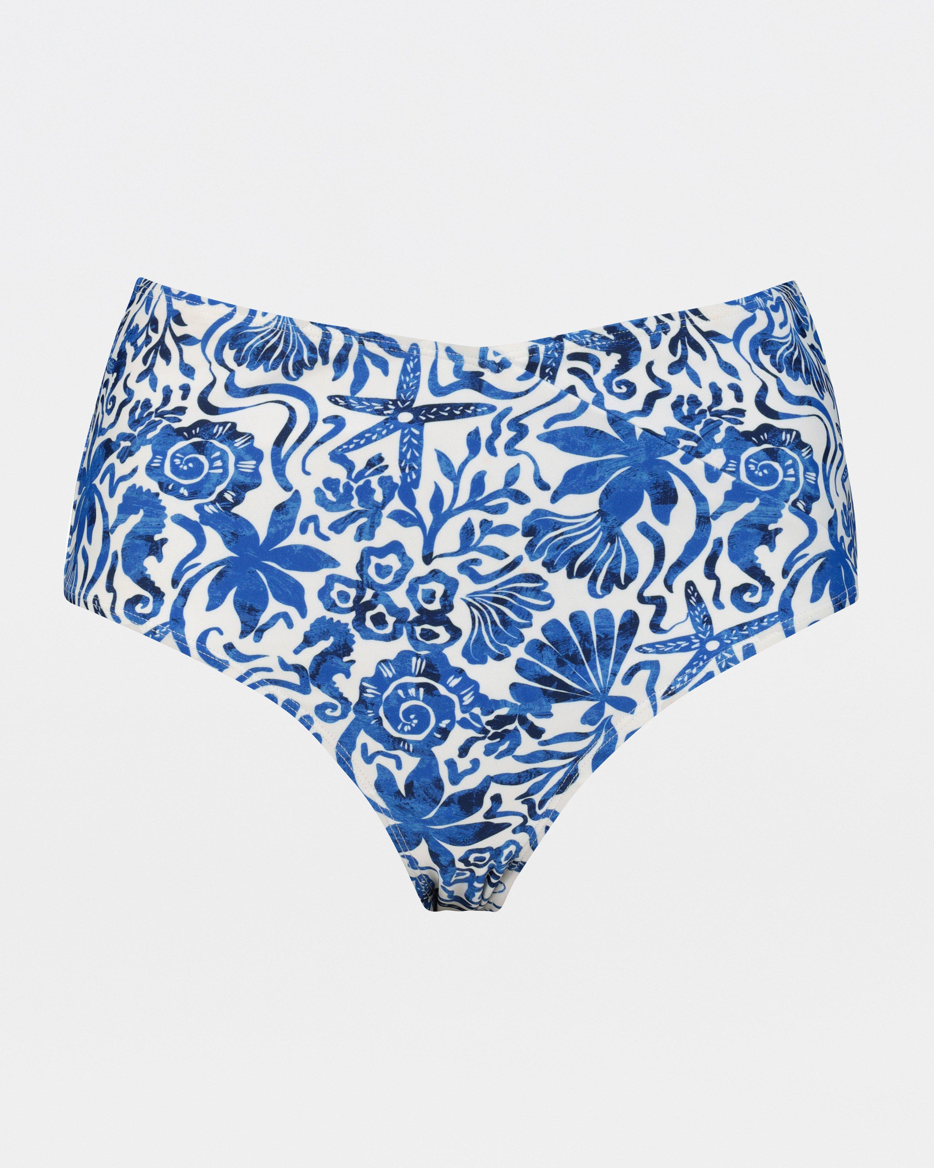 Rina Printed Ruffle Bikini Bottom -  Blue