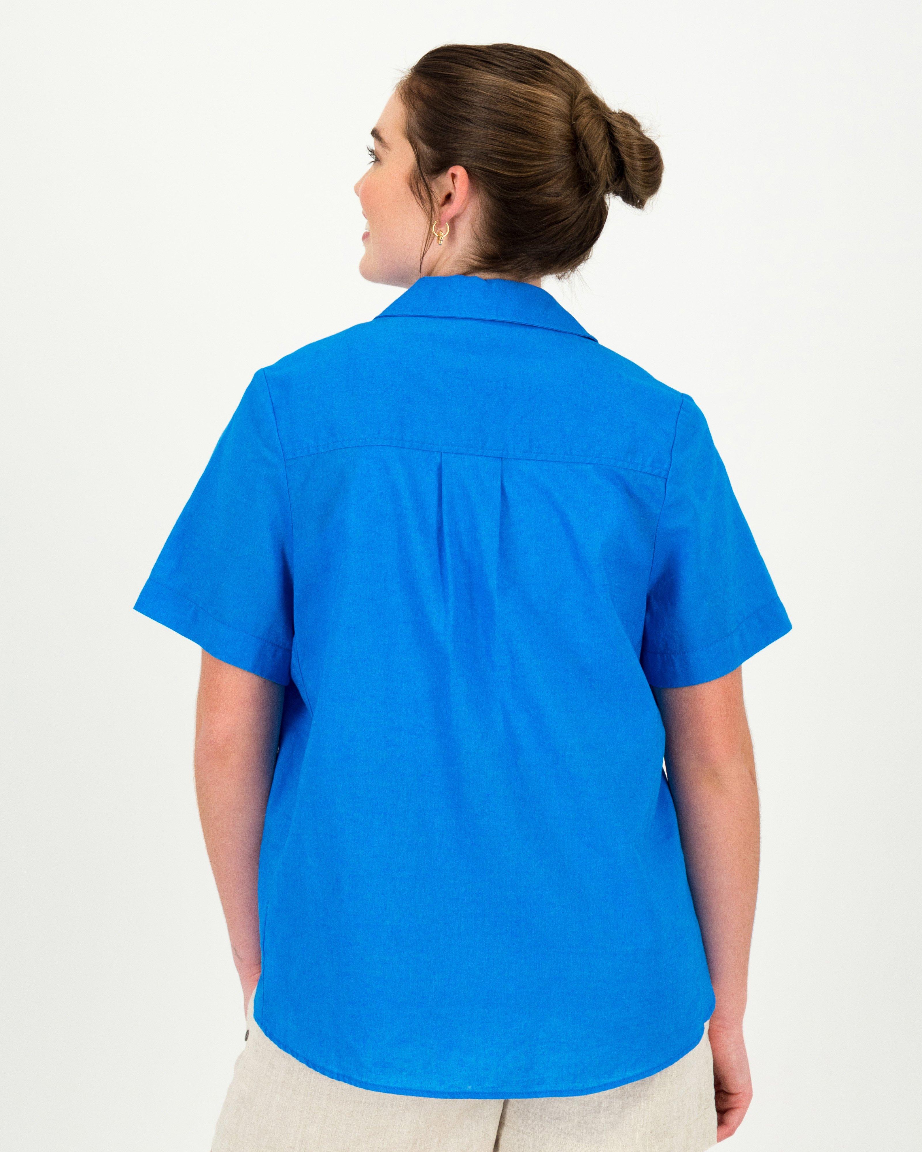 Women’s Alba Linen Blend Shirt -  Cobalt