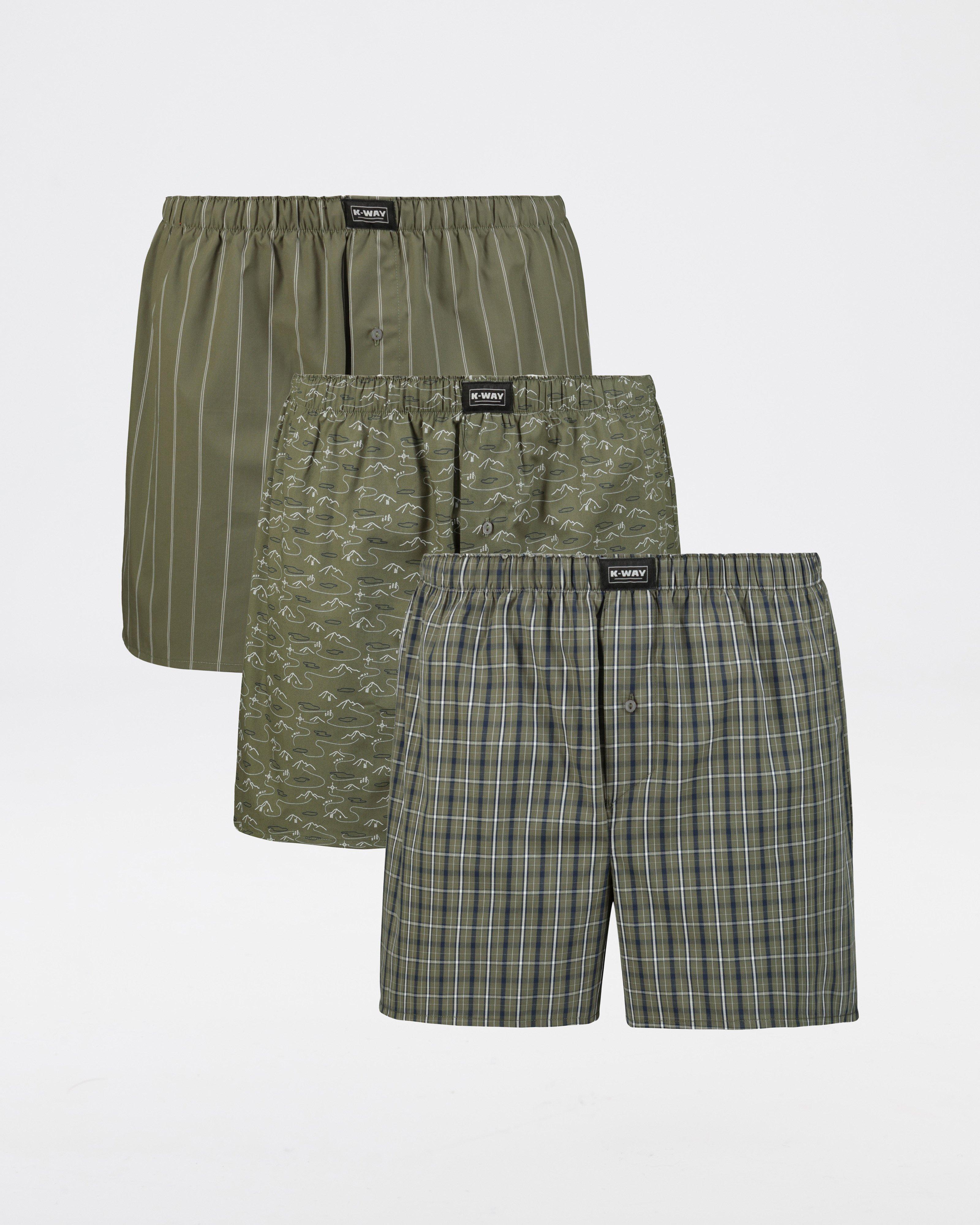 K-Way Elements Men’s Cotton Boxers - 3 Pack -  Khaki