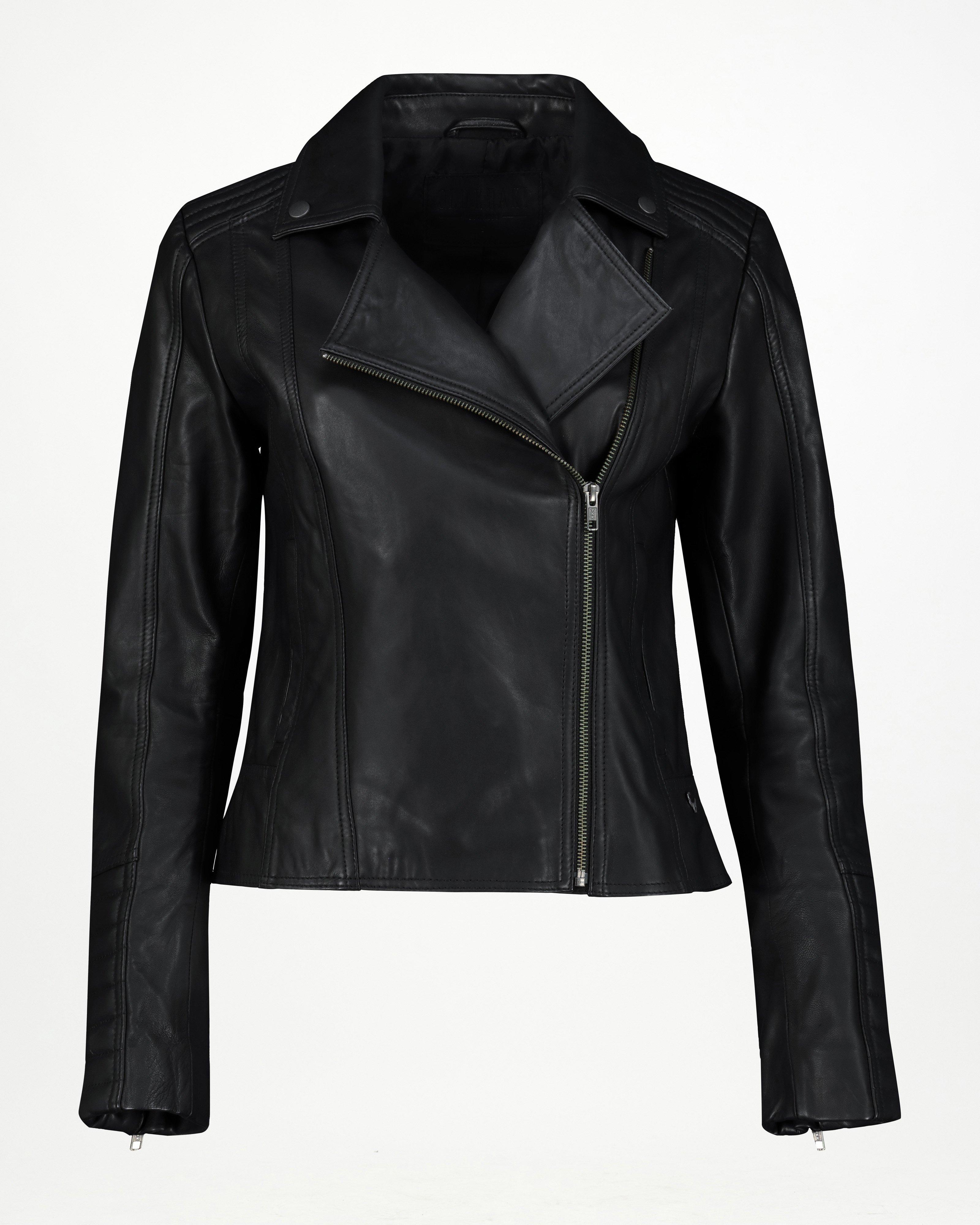 Women’s Tiana Leather Biker Jacket -  Black