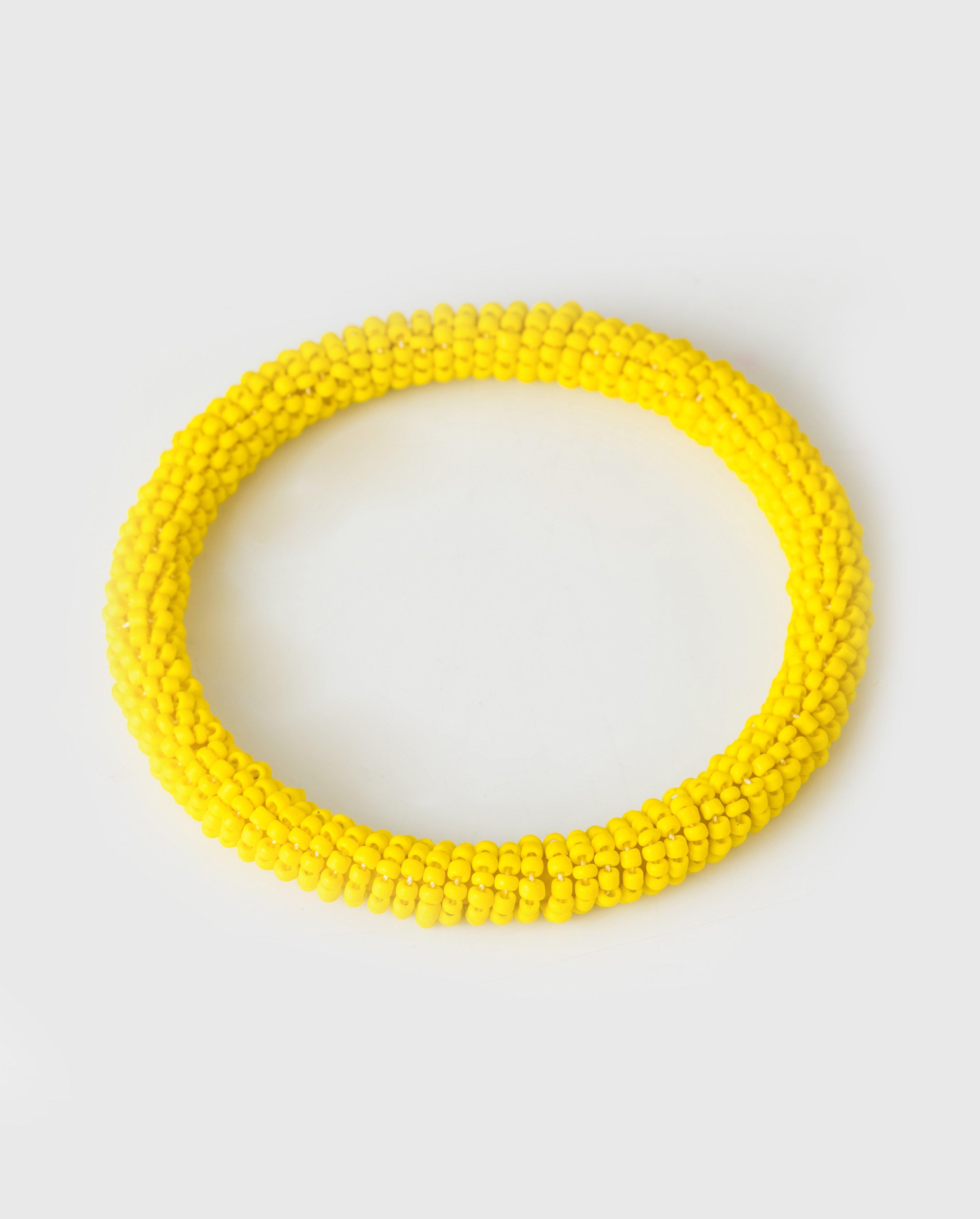 Women's Beaded Bangle Bracelet -  Yellow