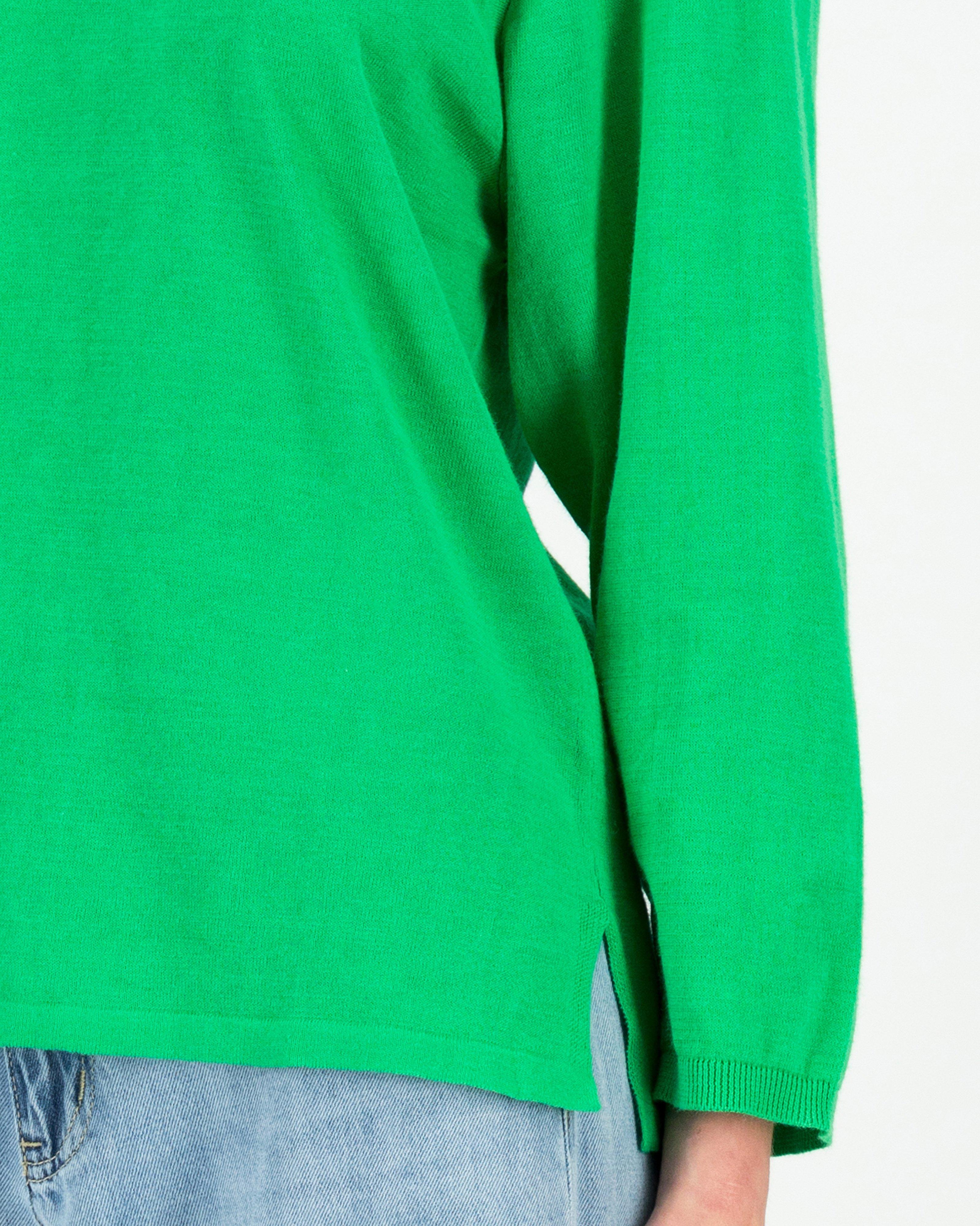 Alba Linen Blend Knitwear Top -  Green