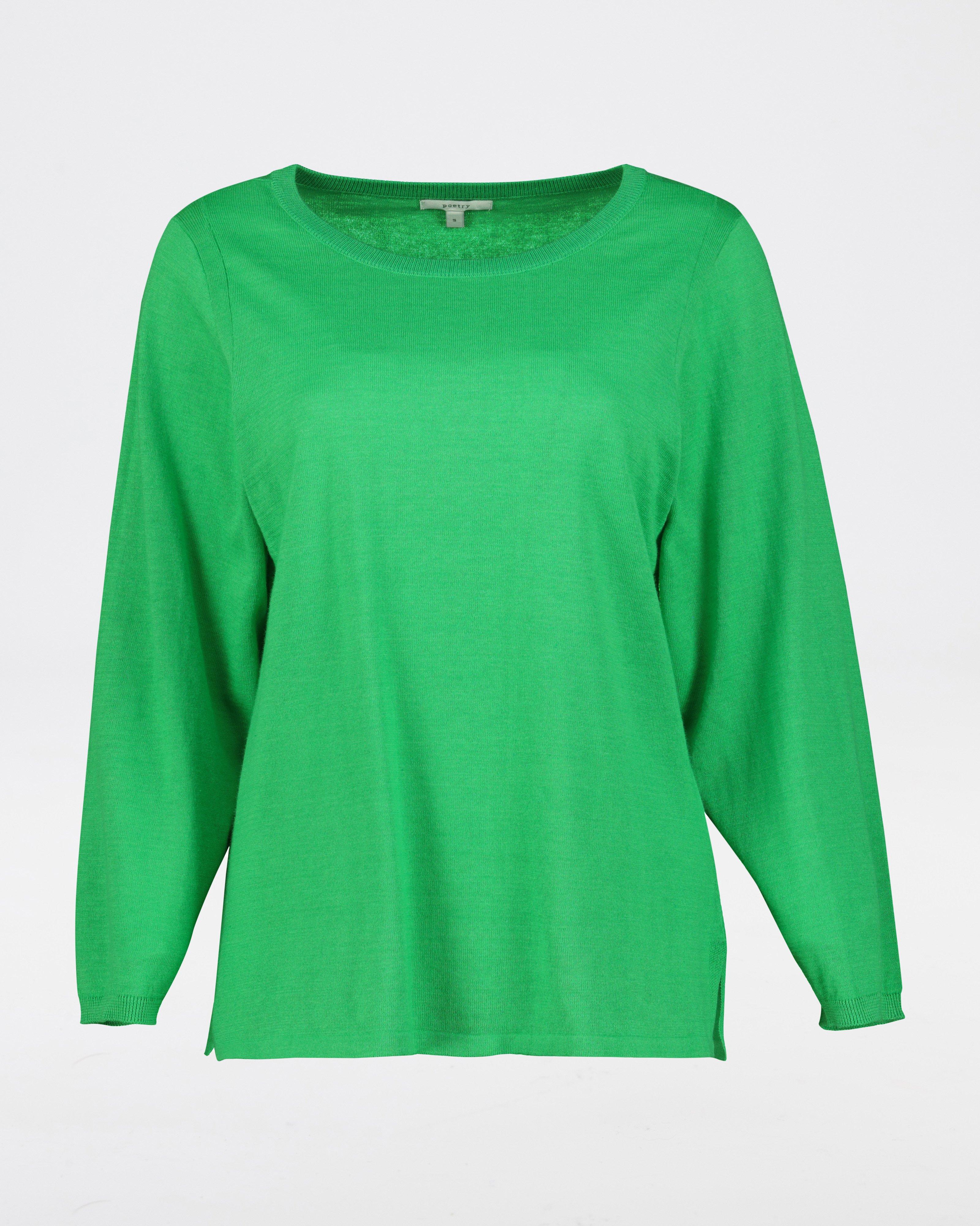 Alba Linen Blend Knitwear Top -  Green