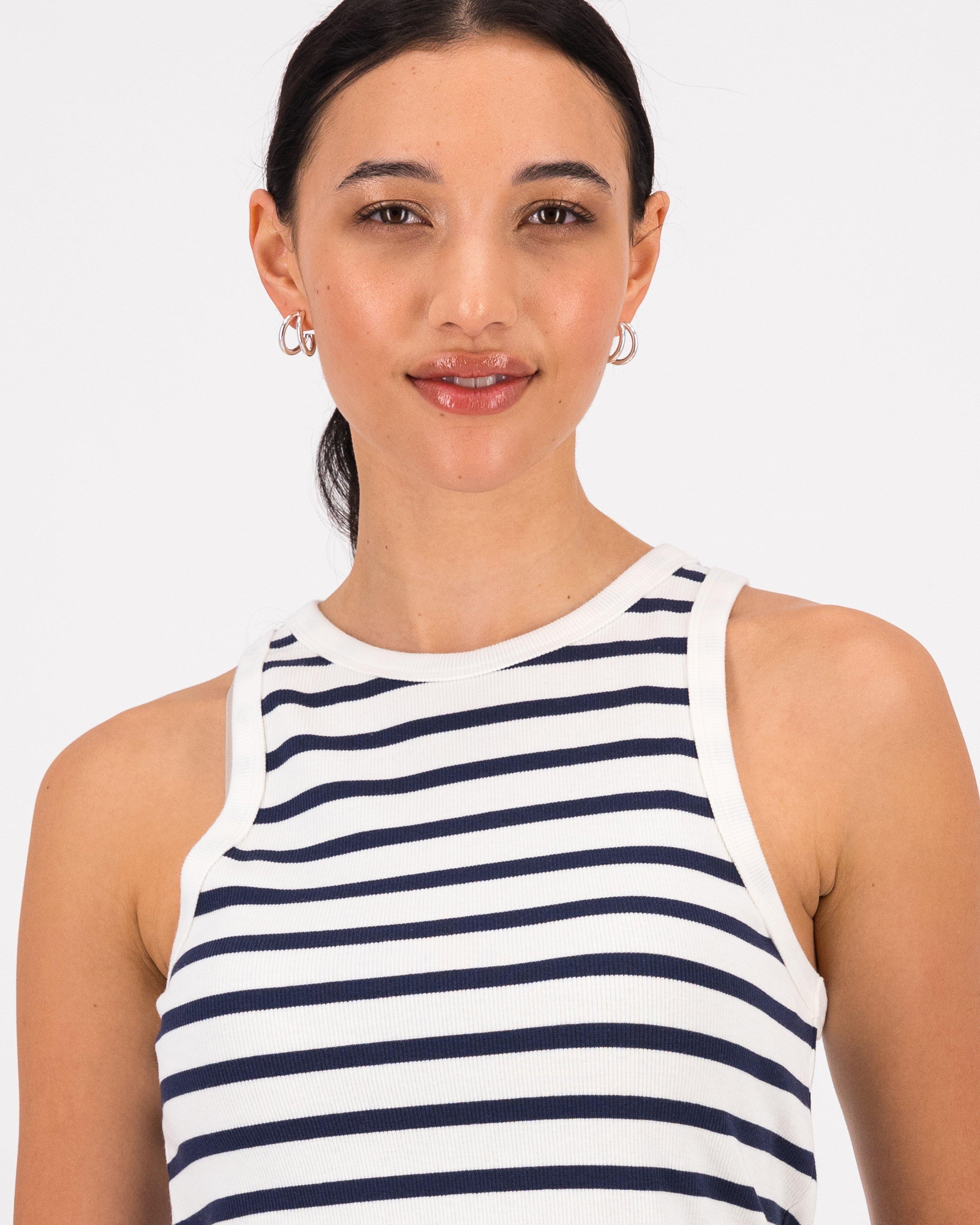 Roza Striped Vest -  Navy