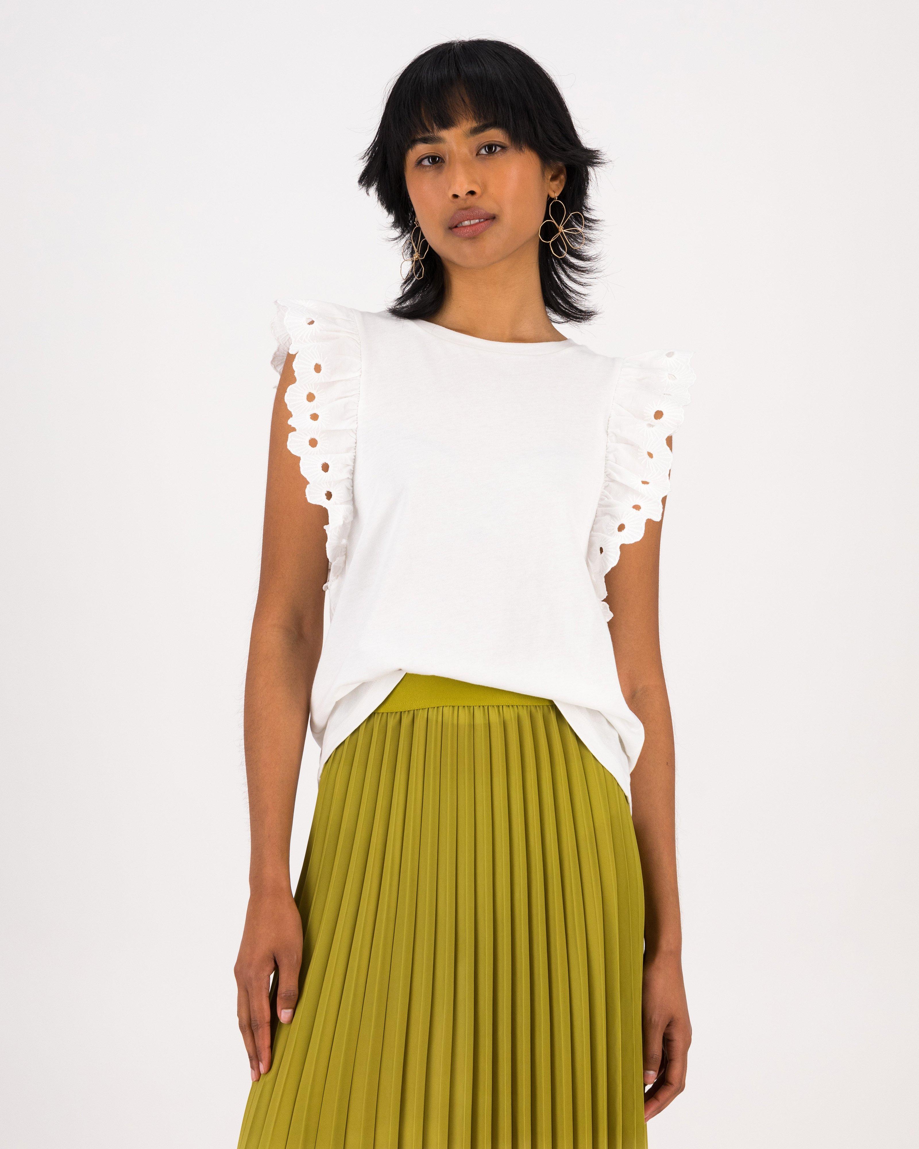 Caitlin Embroidered T-Shirt -  White