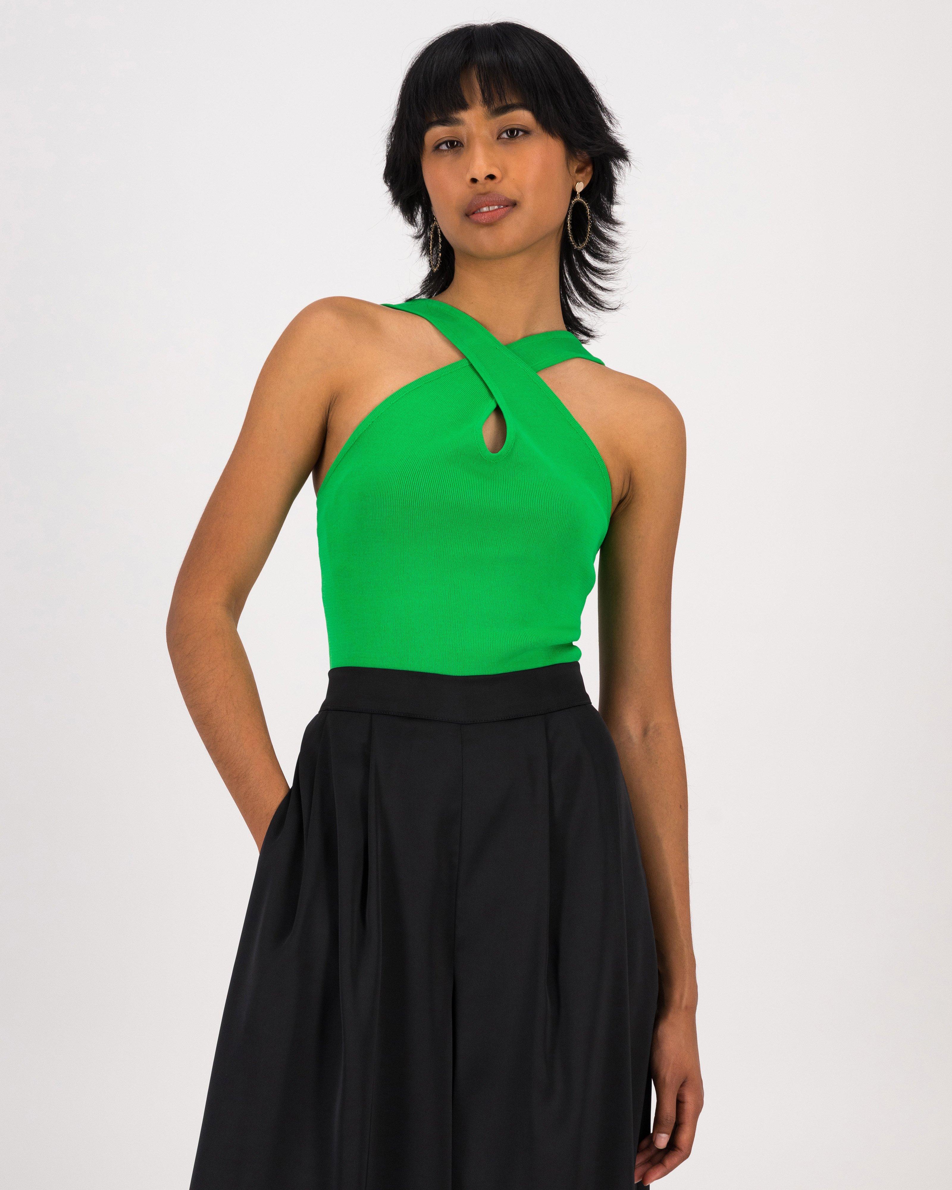 Mathis Halterneck Knit Top -  Green