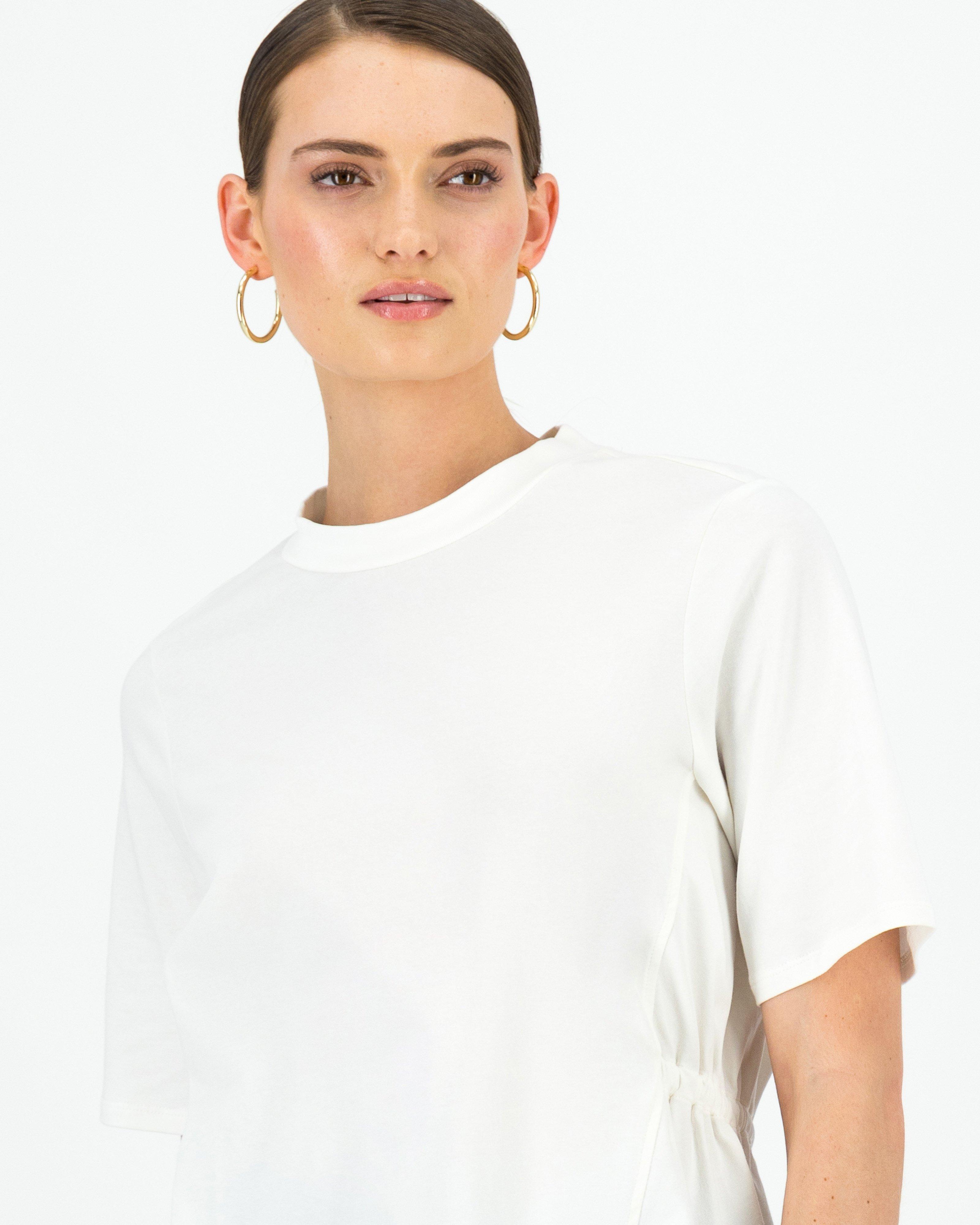 Ciara Ruched Detail Tee -  Milk