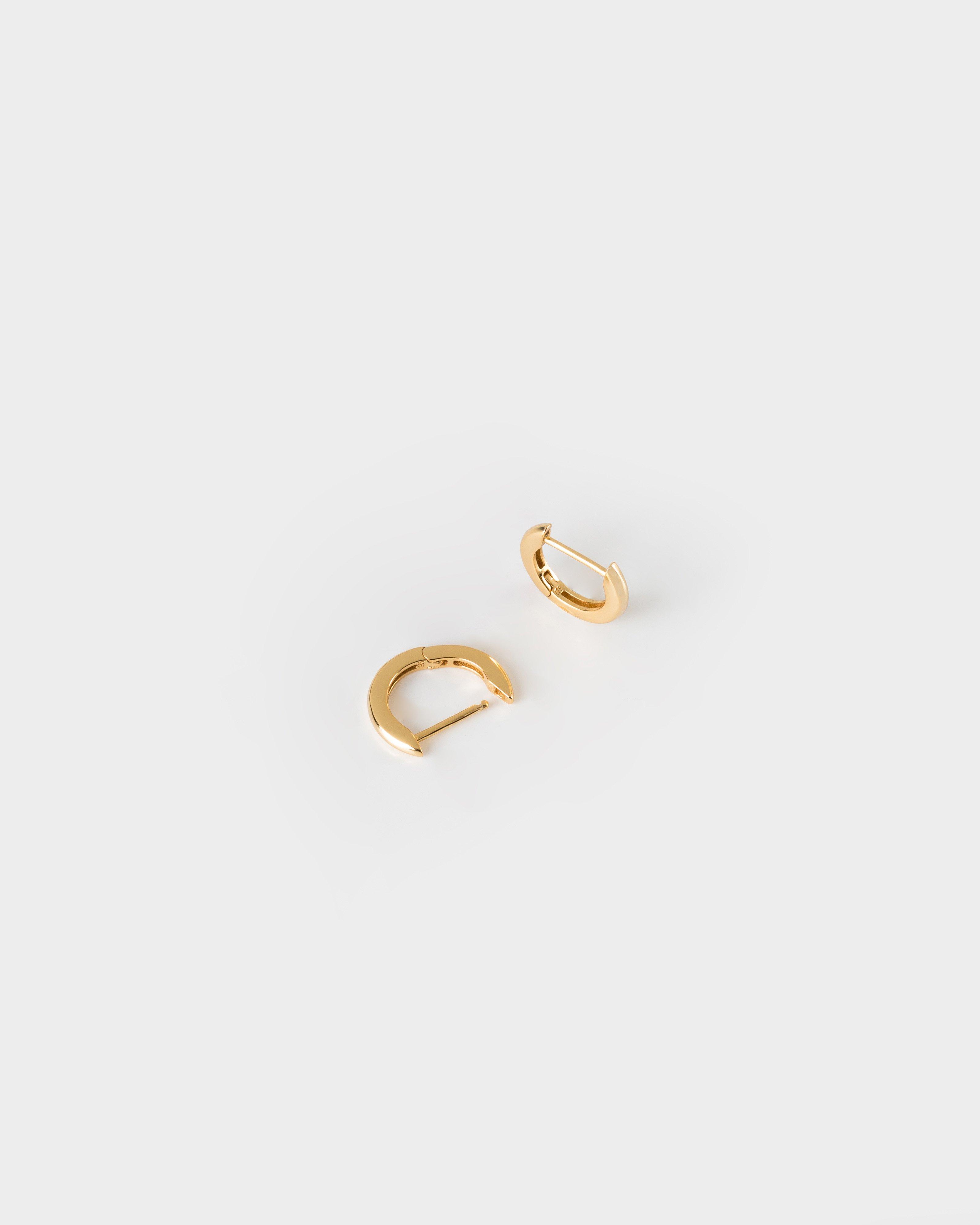 Sterling Silver Small Tube Hoop Earrings -  Gold