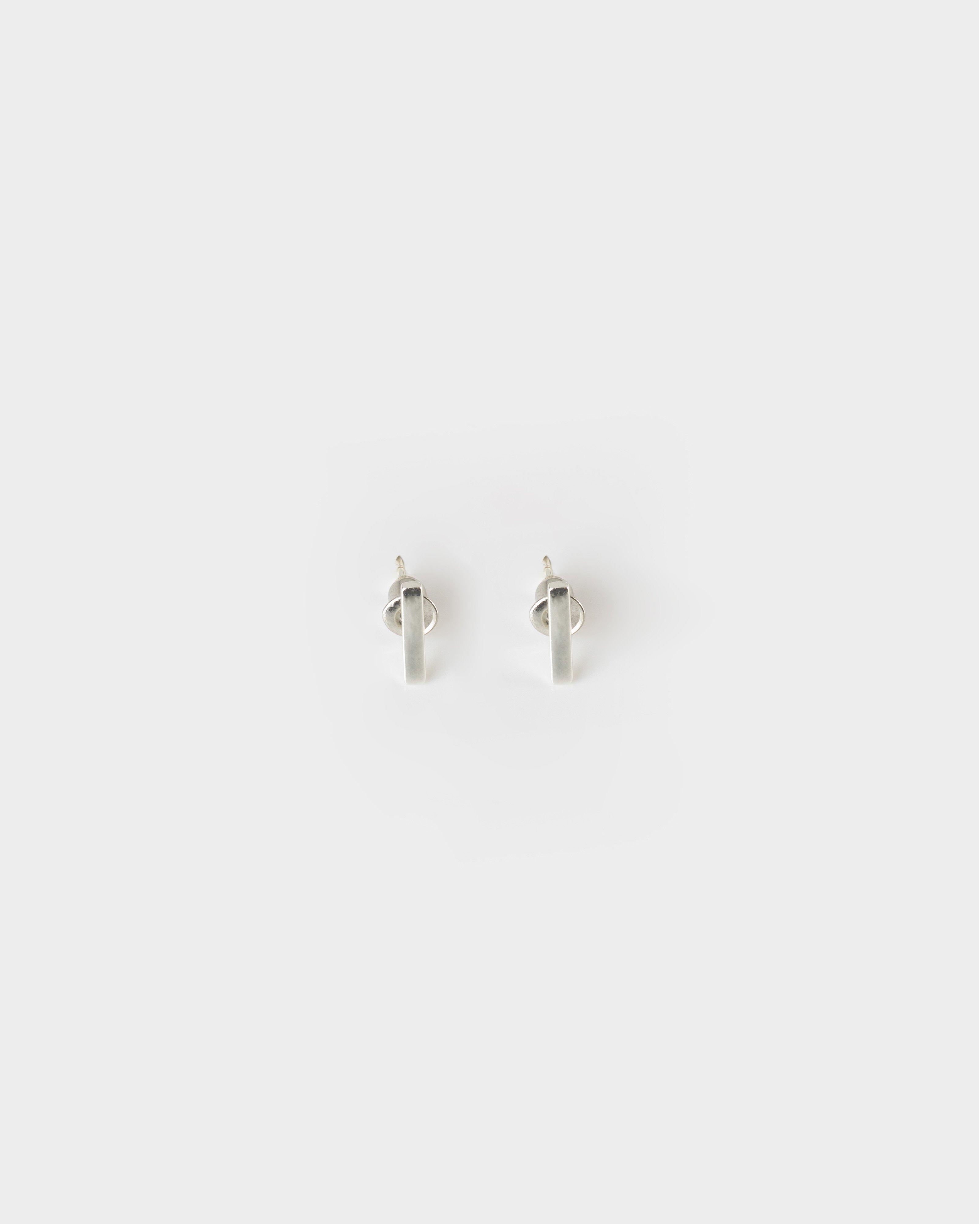 Sterling Silver Bar Stud Earrings -  Silver