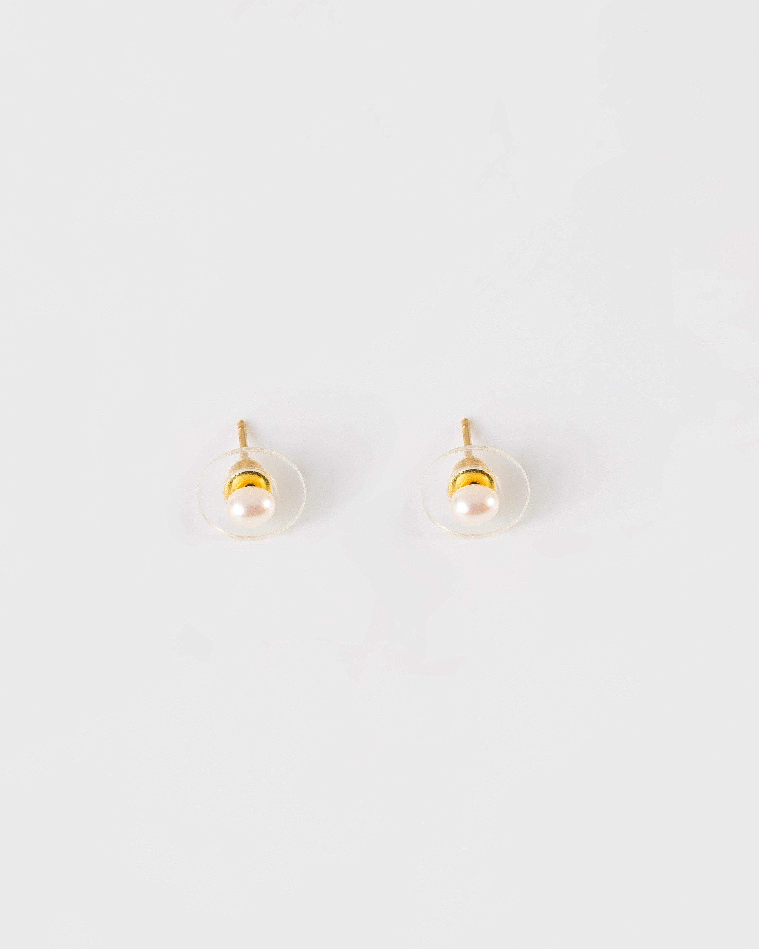 Sterling Silver Single Pearl Stud Earrings -  Milk